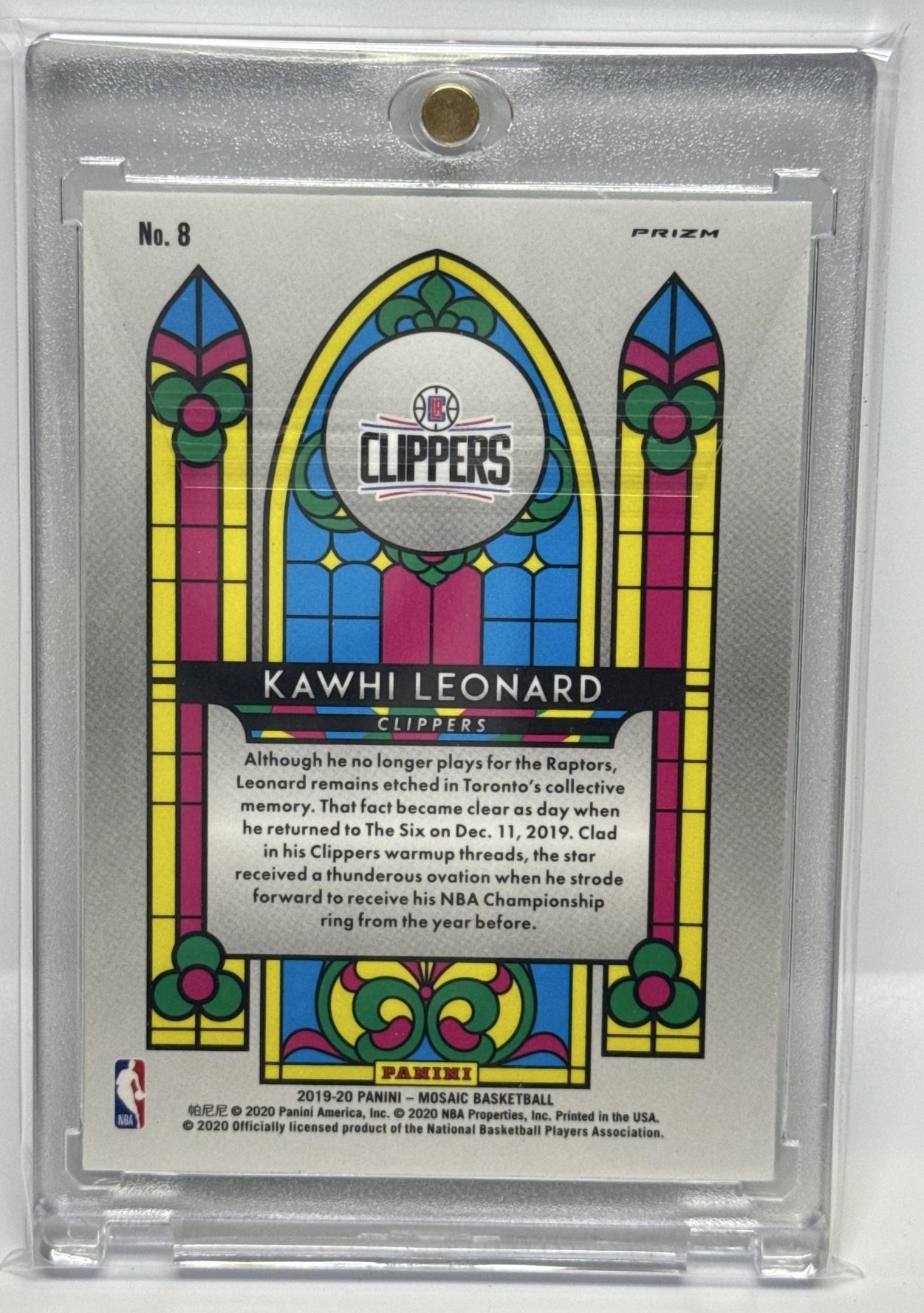 Kawhi Leonard Panini Mosaic 2019-20 Stained Glass Los Angeles Clippers