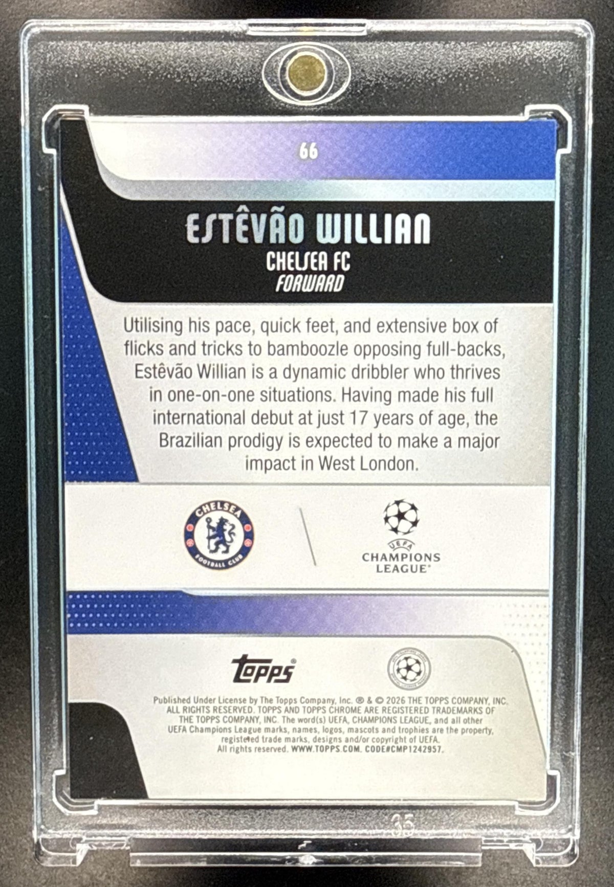 Estevao Willian Topps Chrome UCC 2025-26 Orange Geometric Refractor /25 RC Chelsea FC