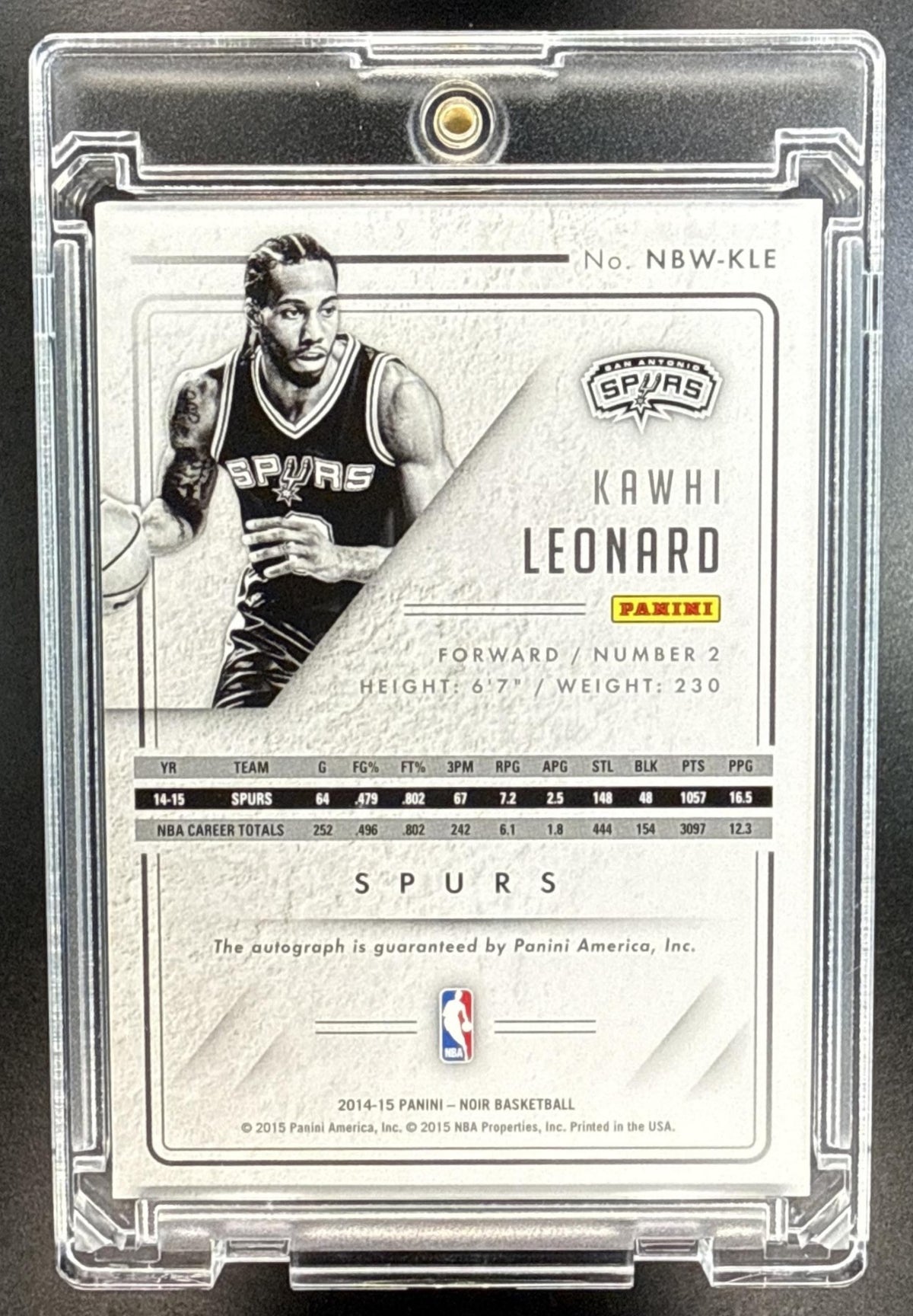 Kawhi Leonard Panini Noir 2014-15 Auto Black and White /35 San Antonio Spurs