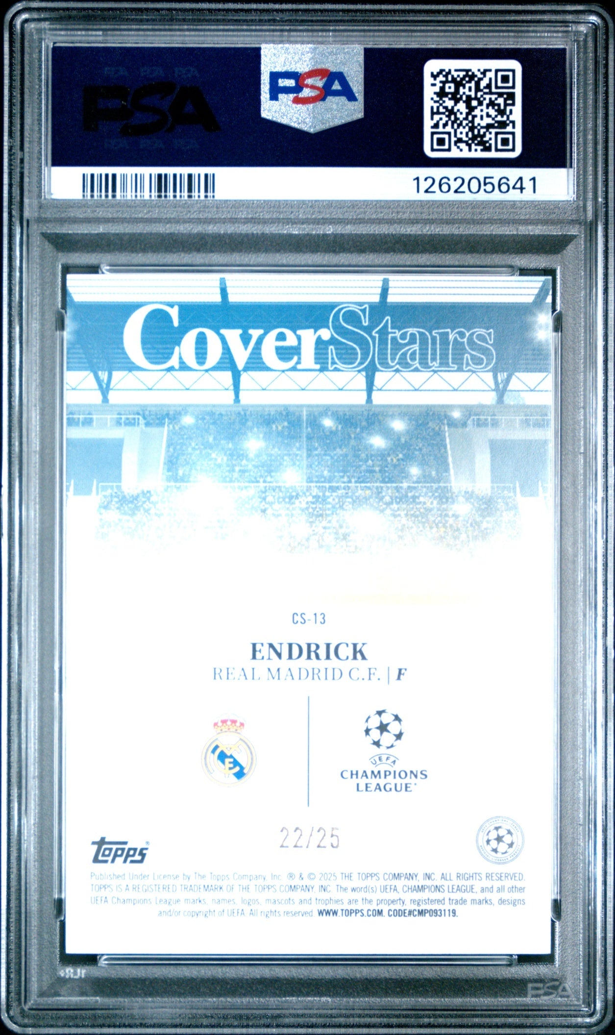 Endrick Topps UCC 2024-25 Cover Stars Orange Foilboard /25 PSA 10 Real Madrid
