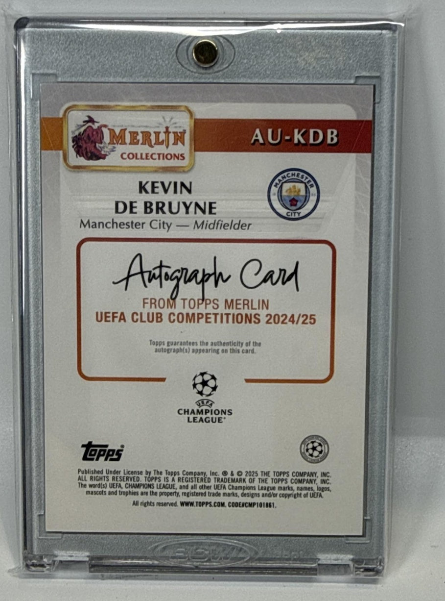 Kevin De Bruyne Topps Merlin Chrome UCC 2024-25 Gold Refractor /50 Auto Man City