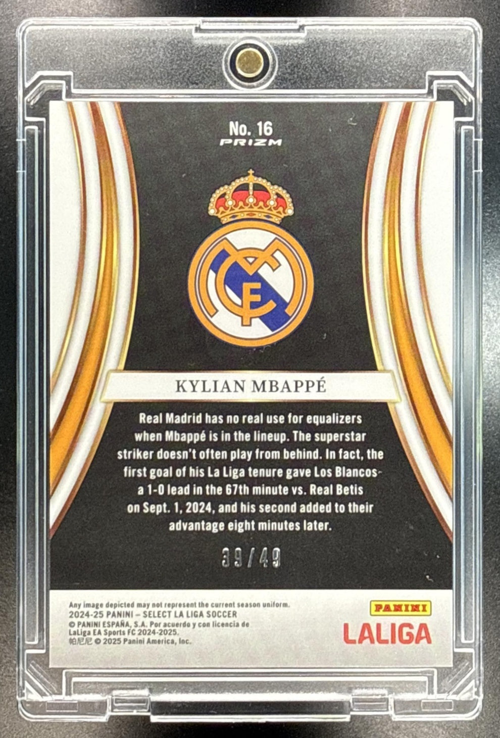 Kylian Mbappe Panini Select La Liga 2024-25 Red Wave Prizm /49 Real Madrid
