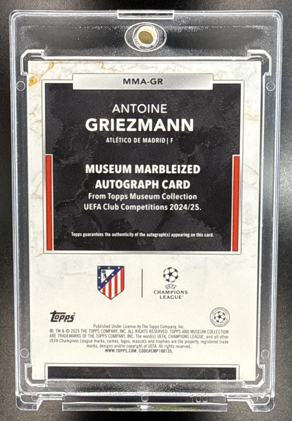 Antoine Griezmann Topps Museum Collection UCC 2024-25 Marbleized Auto Ruby /25