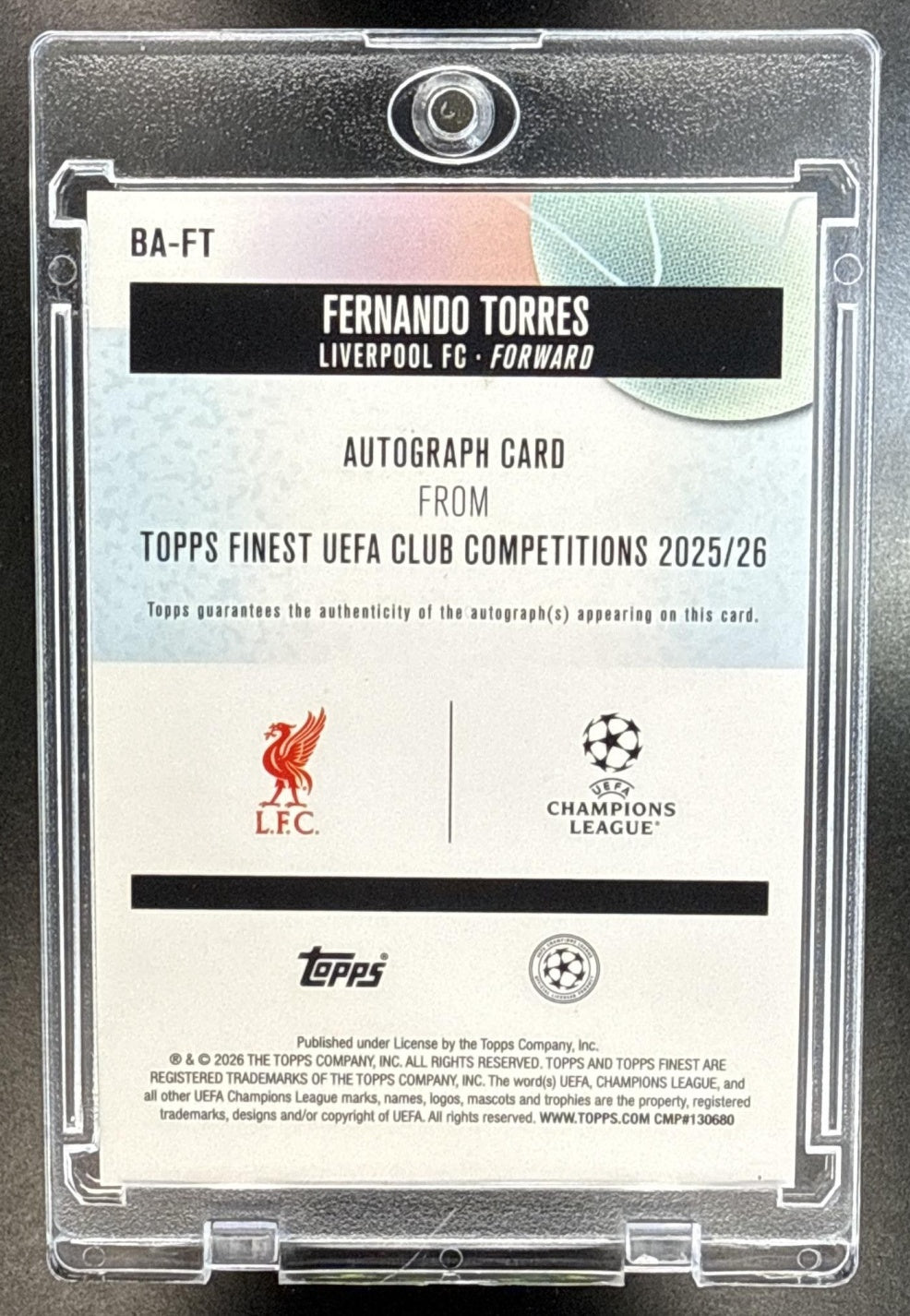 Fernando Torres Topps UCC Finest 2025-26 Orange Wave Refractor /25 Liverpool FC