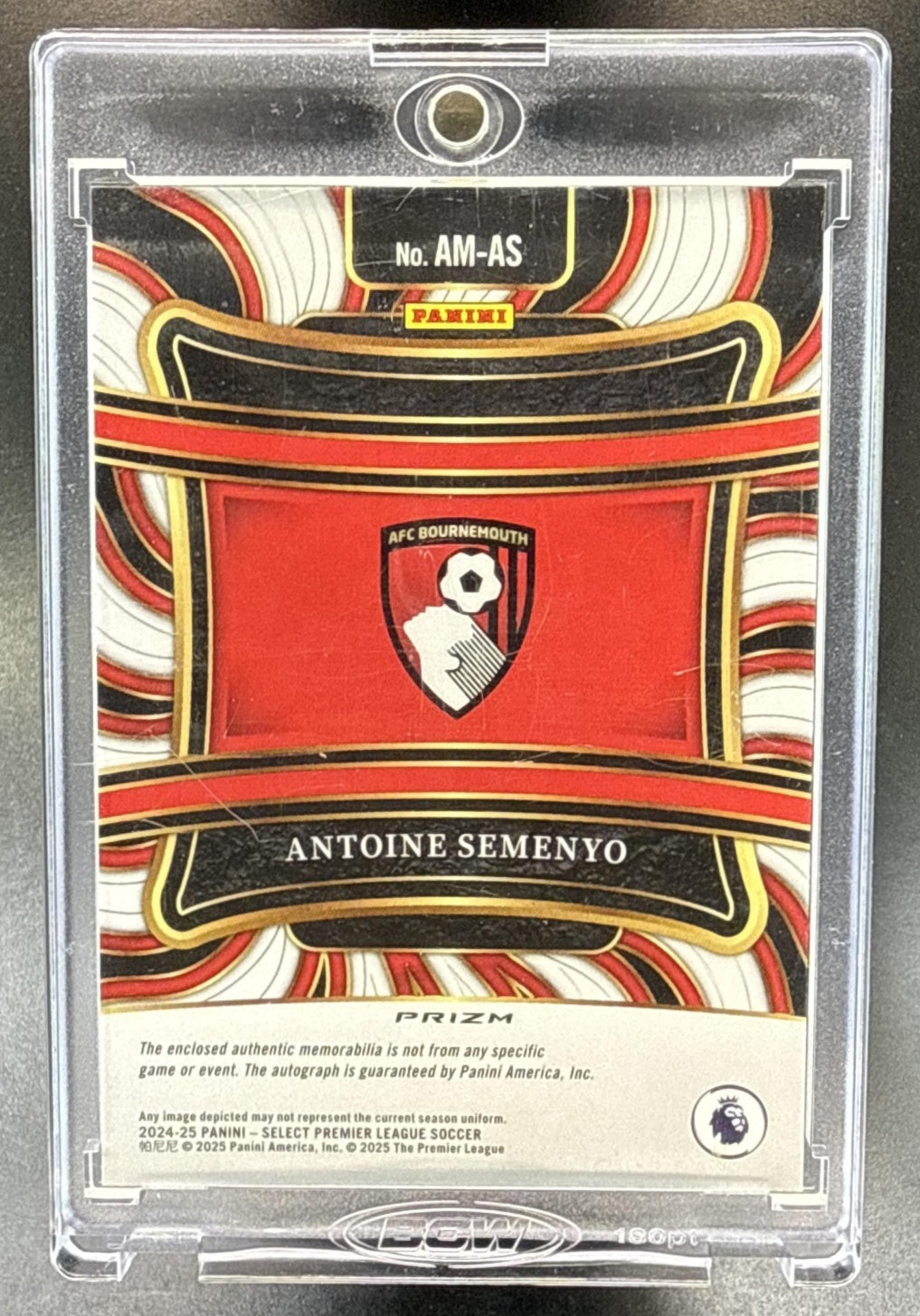 Antoine Semenyo Panini Select PL 2024-25 Silver Prizm MEM Auto AFC Bournemouth