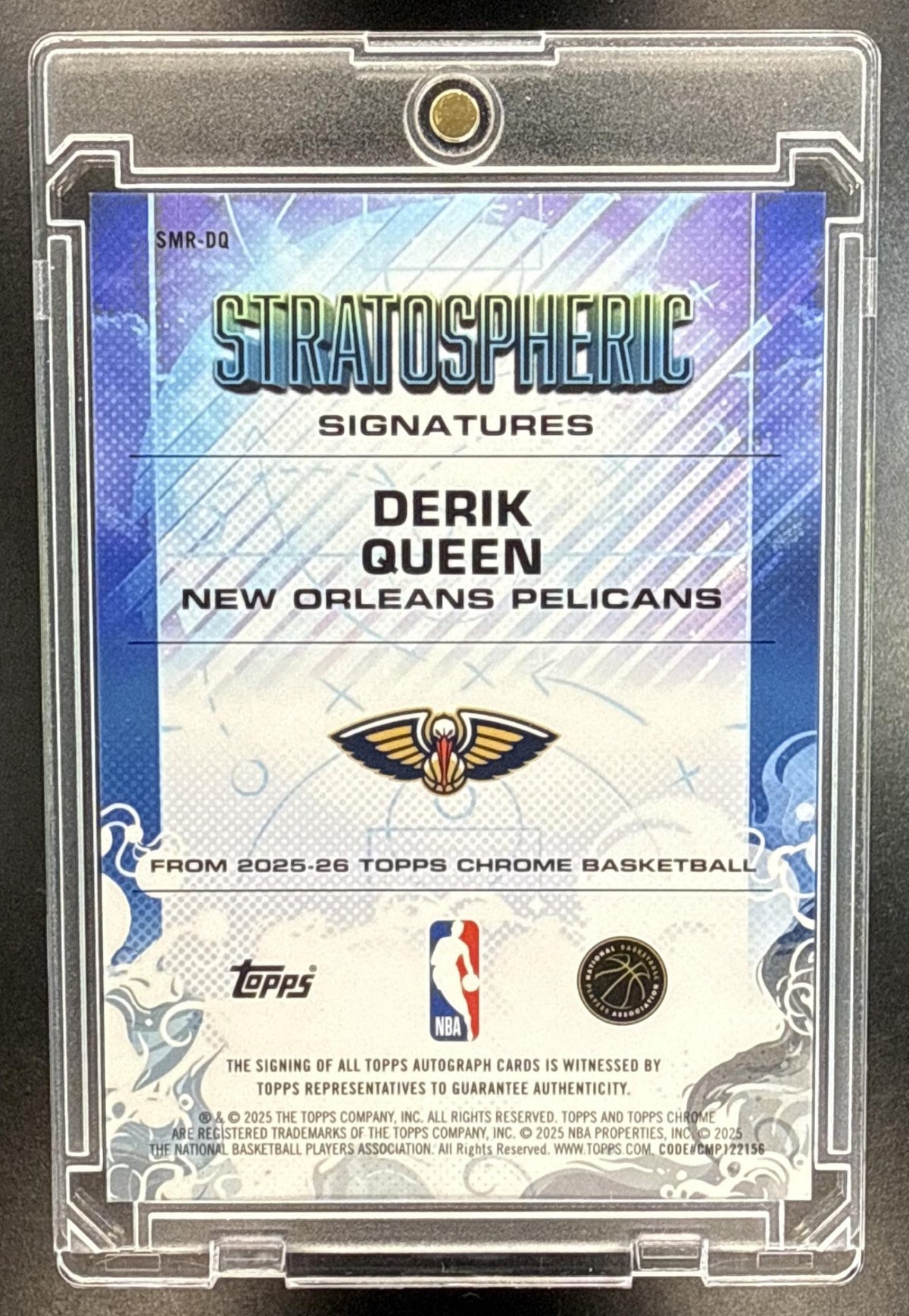 Derik Queen Topps Chrome 2025-26 Purple Refractor /75 Auto New Orleans Pelicans