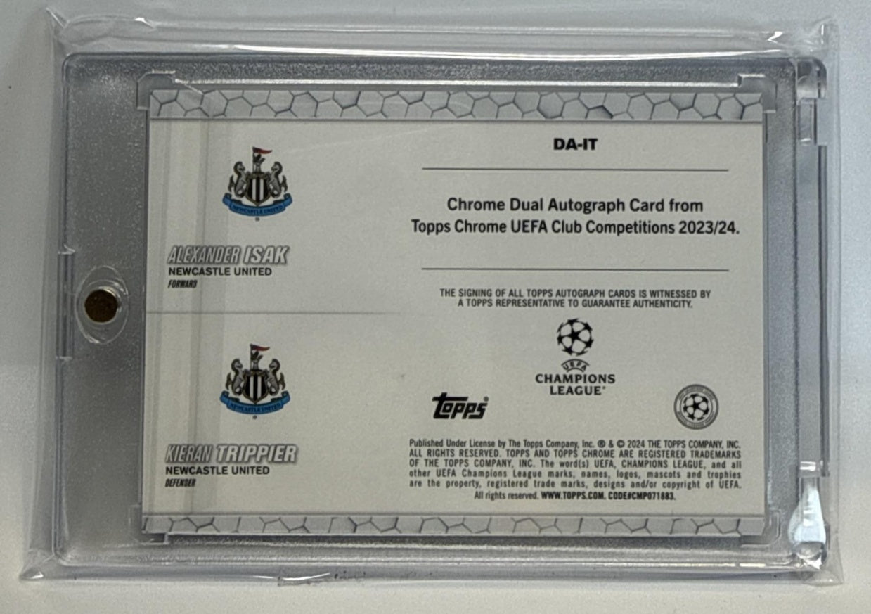 Alexander Isak Kieran Trippier Topps Chrome UCC '23 /99 Auto Newcastle United