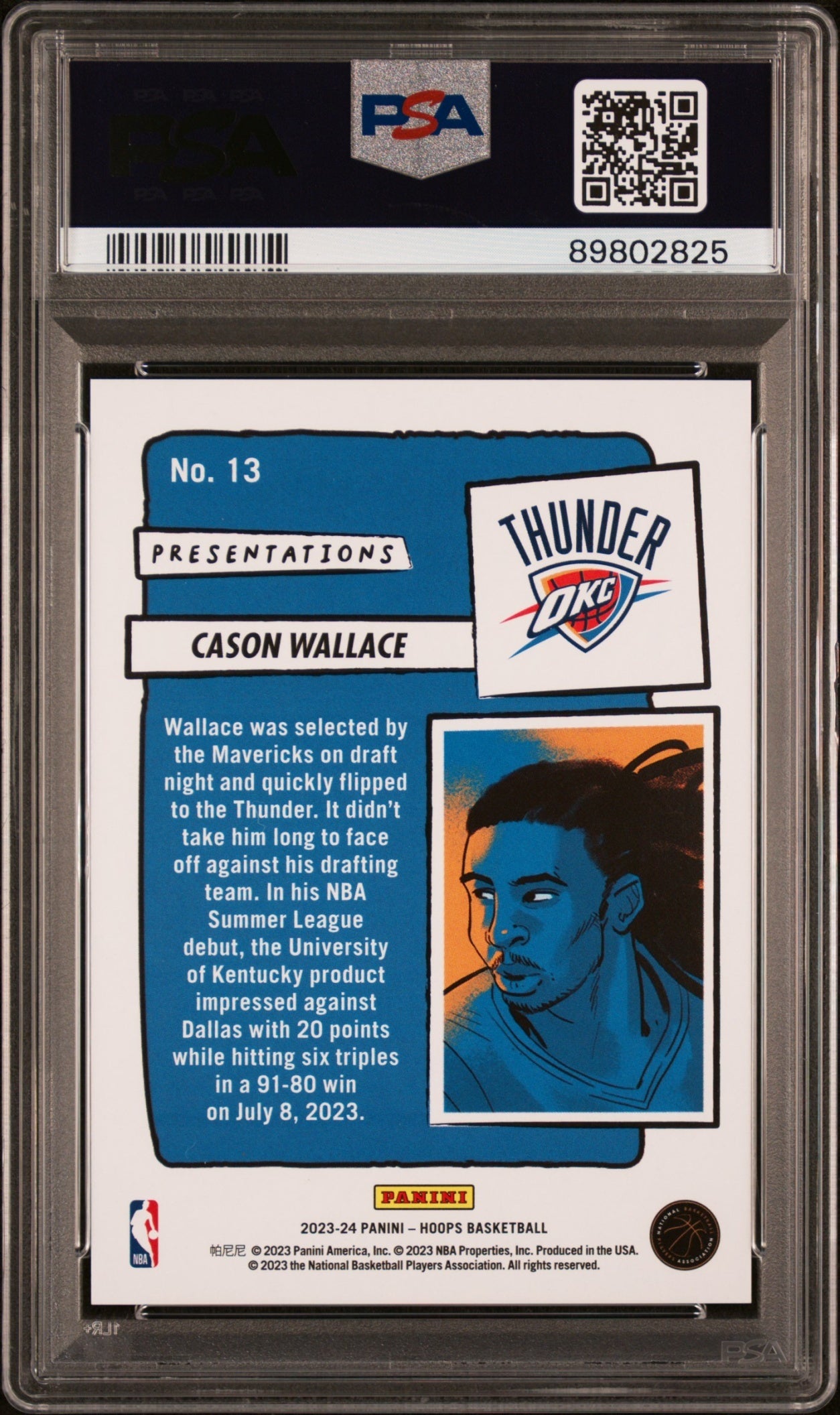 Cason Wallace Panini Hoops 2023-24 Presentations RC PSA 10 Oklahoma City Thunder