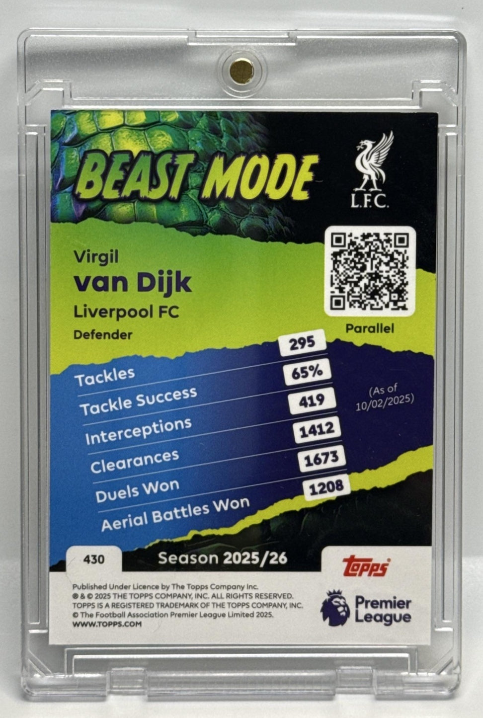 Virgil Van Dijk Topps Premier League 2025-26 Beast Mode 1/1 Liverpool