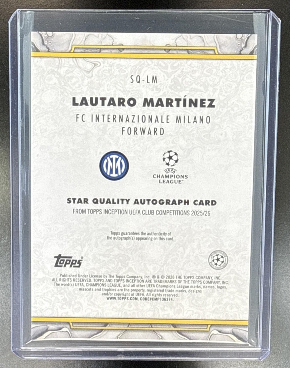 Lautaro Martinez Topps Inception UCC 2025-26 Auto FC Internazionale Milano