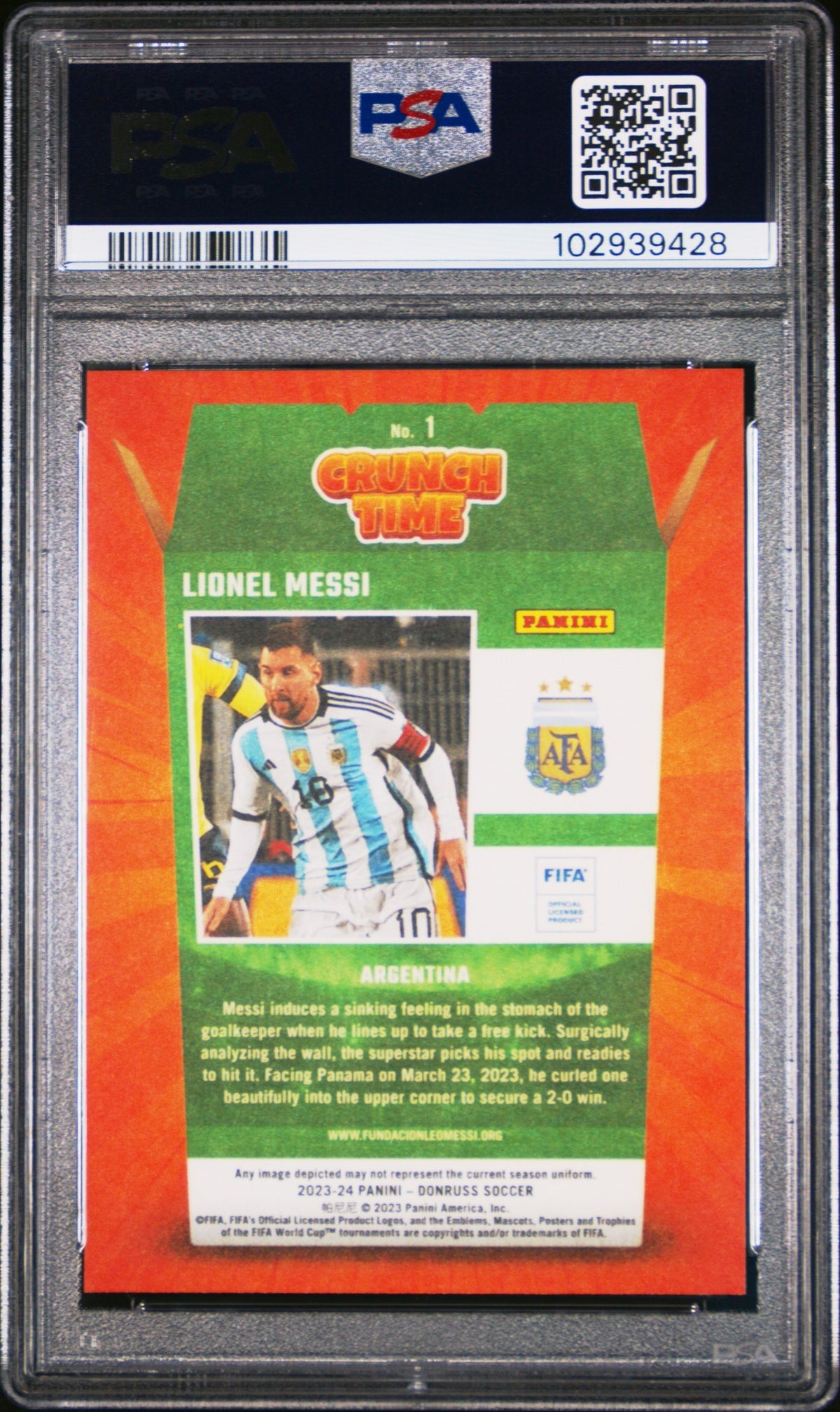 Lionel Messi Panini Donruss 2023-24 Crunch Time Red PSA 9 Argentina