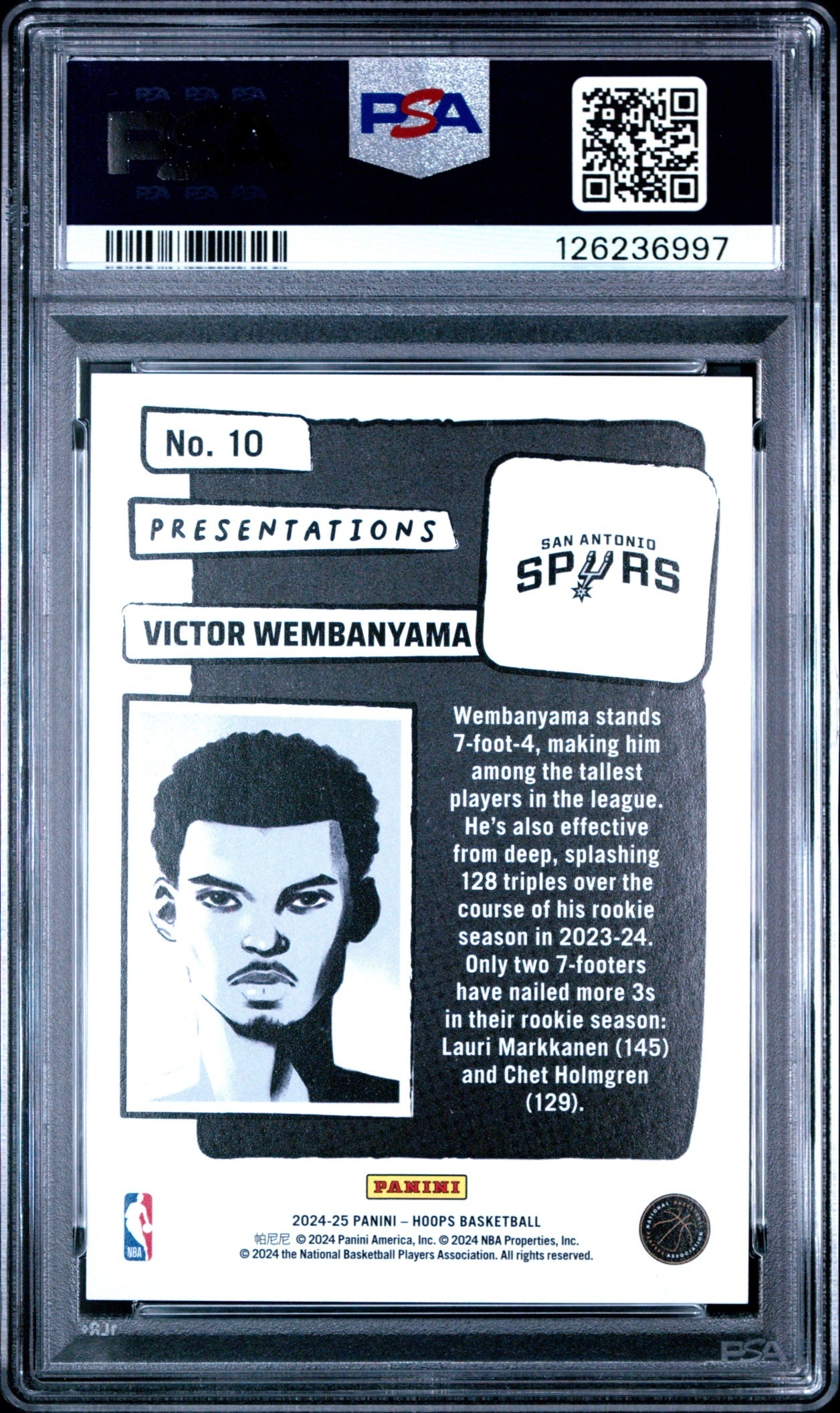 Victor Wembanyama Panini Hoops 2024-25 Presentations PSA 9 San Antonio Spurs