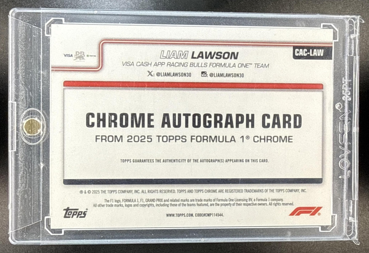 Liam Lawson Topps Chrome Formula 1 2025 F1 75th Anniversary Refractor /75