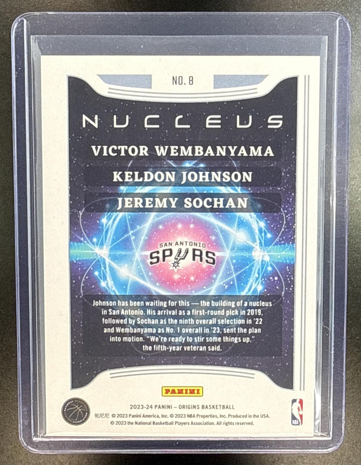 Keldon Johnson Jeremy Sochan Victor Wembanyama Panini Origins 2023-24 Spurs