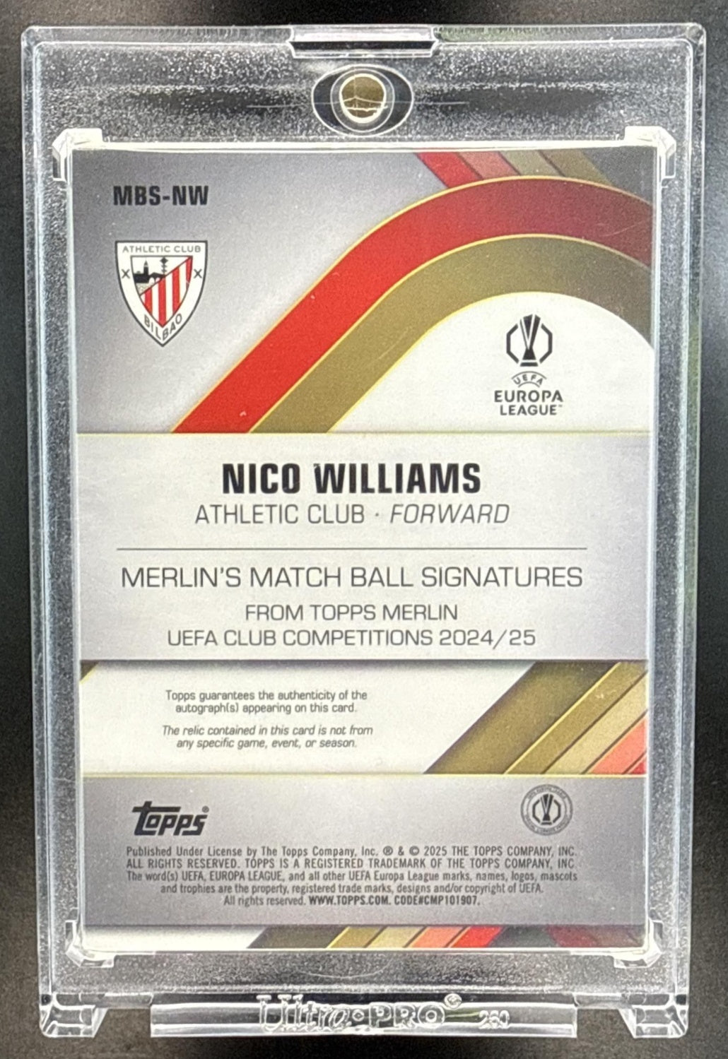 Nico Williams Topps Merlin Chrome UCC 2024-25 Orange Refractor /25 Auto Athletic Club