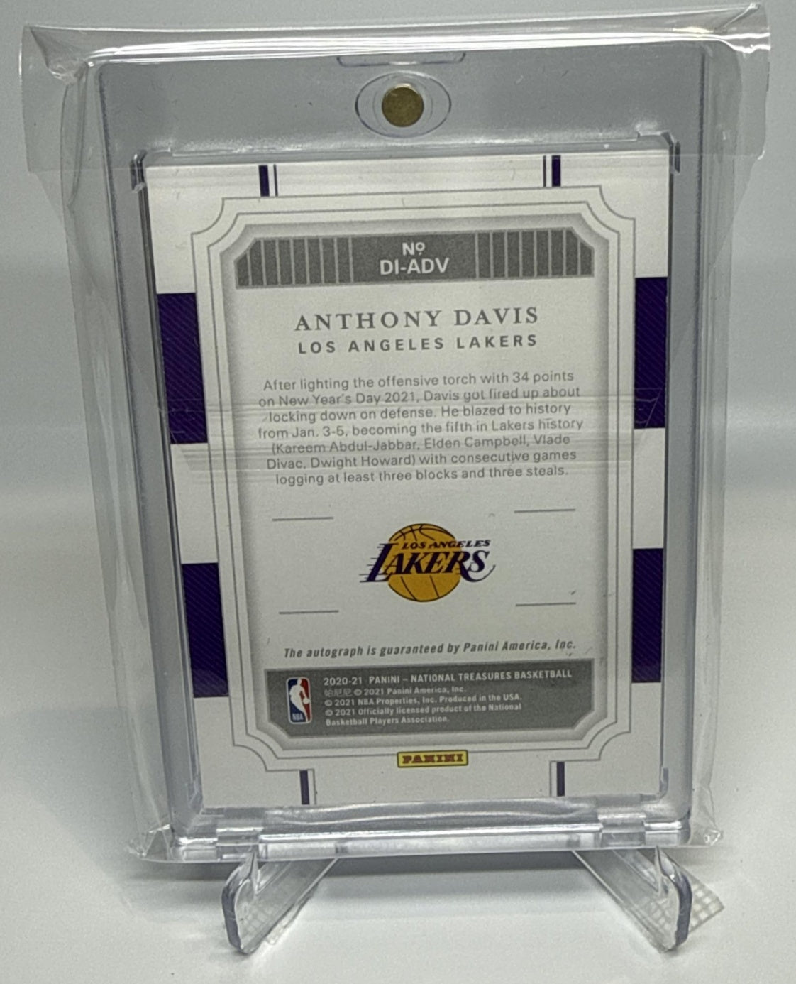 Anthony Davis Panini National Treasures 2020-21 Gold /10 Auto Los Angeles Lakers