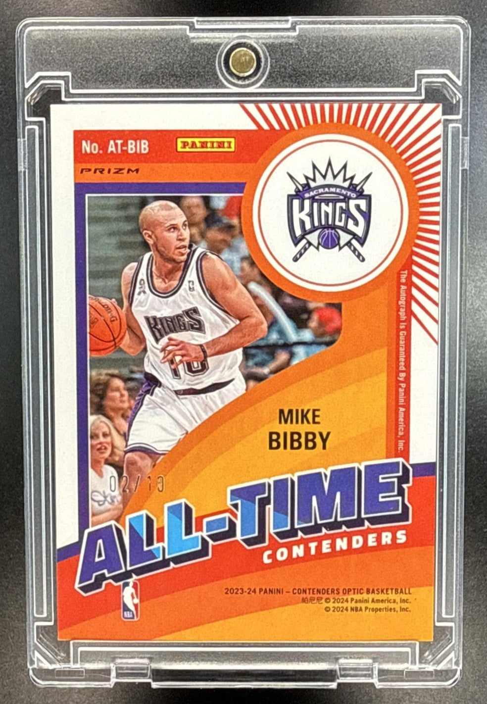 Mike Bibby Panini Contenders Optic 2023-24 All-Time Auto Gold /10
