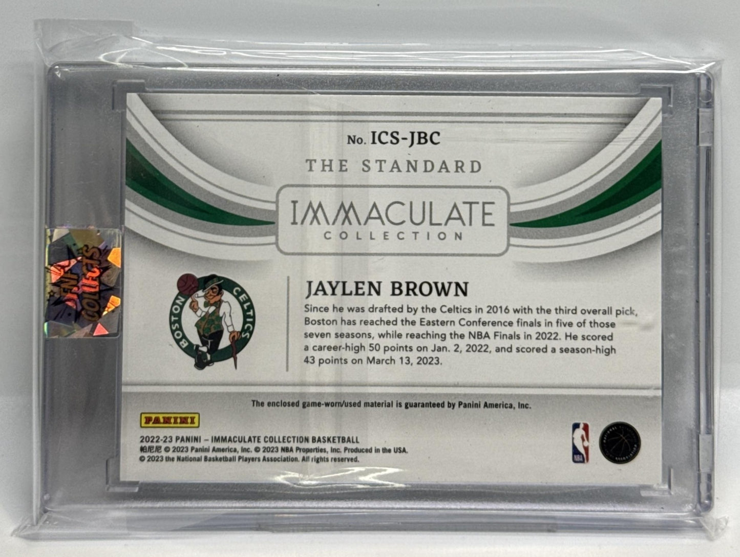 Jaylen Brown Panini Immaculate Collection 2022-23/99 MEM Boston Celtics