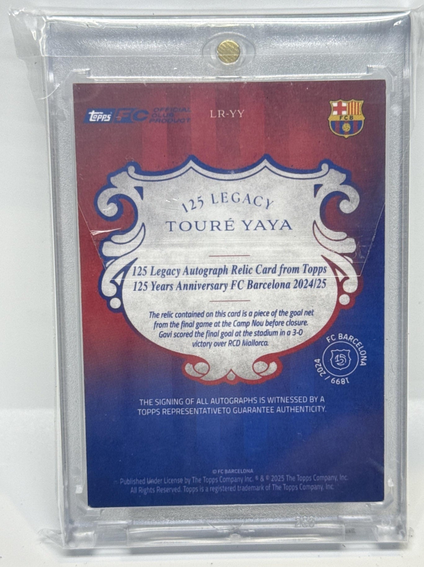 Yaya Toure Topps FC Barcelona 125th Anniversary 2024-25 Orange /25 MEM Auto