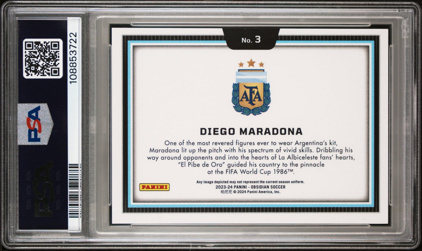 Diego Maradona Panini Obsidian 2023-24 Black Colorblast SSP PSA 9 Argentina