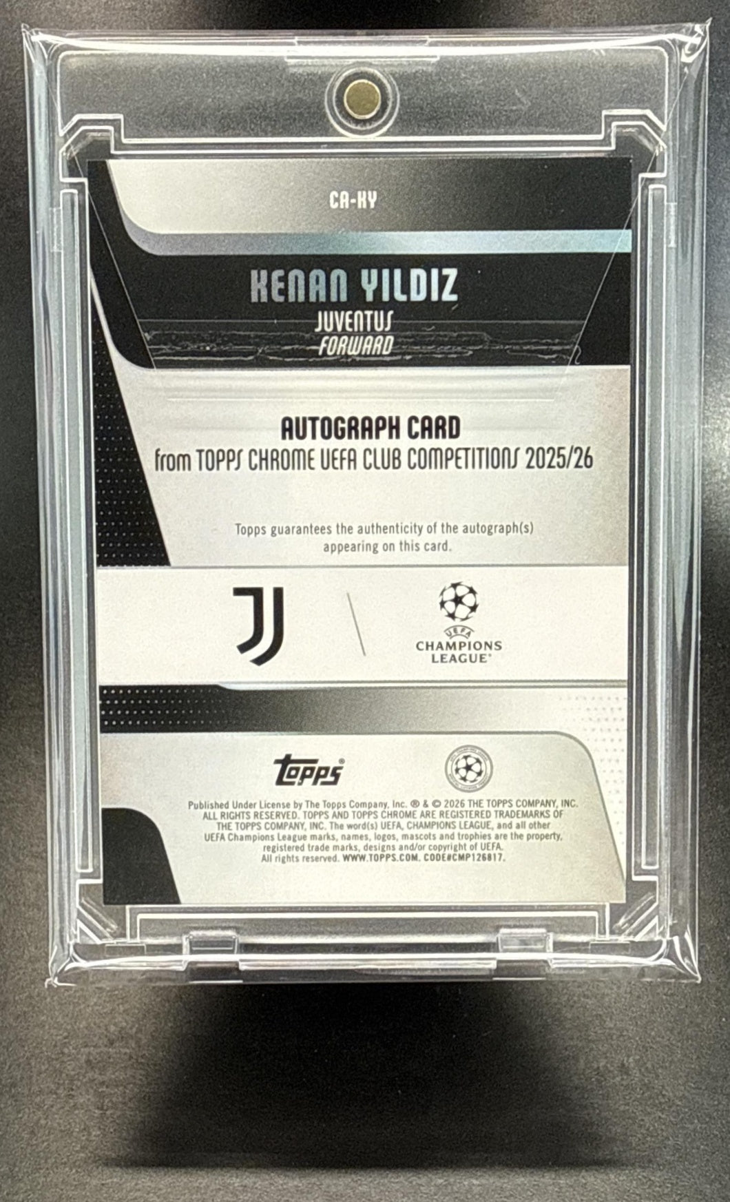 Kenan Yildiz Topps Chrome UCC 2025-26 Auto Green Refractor /99 Juventus
