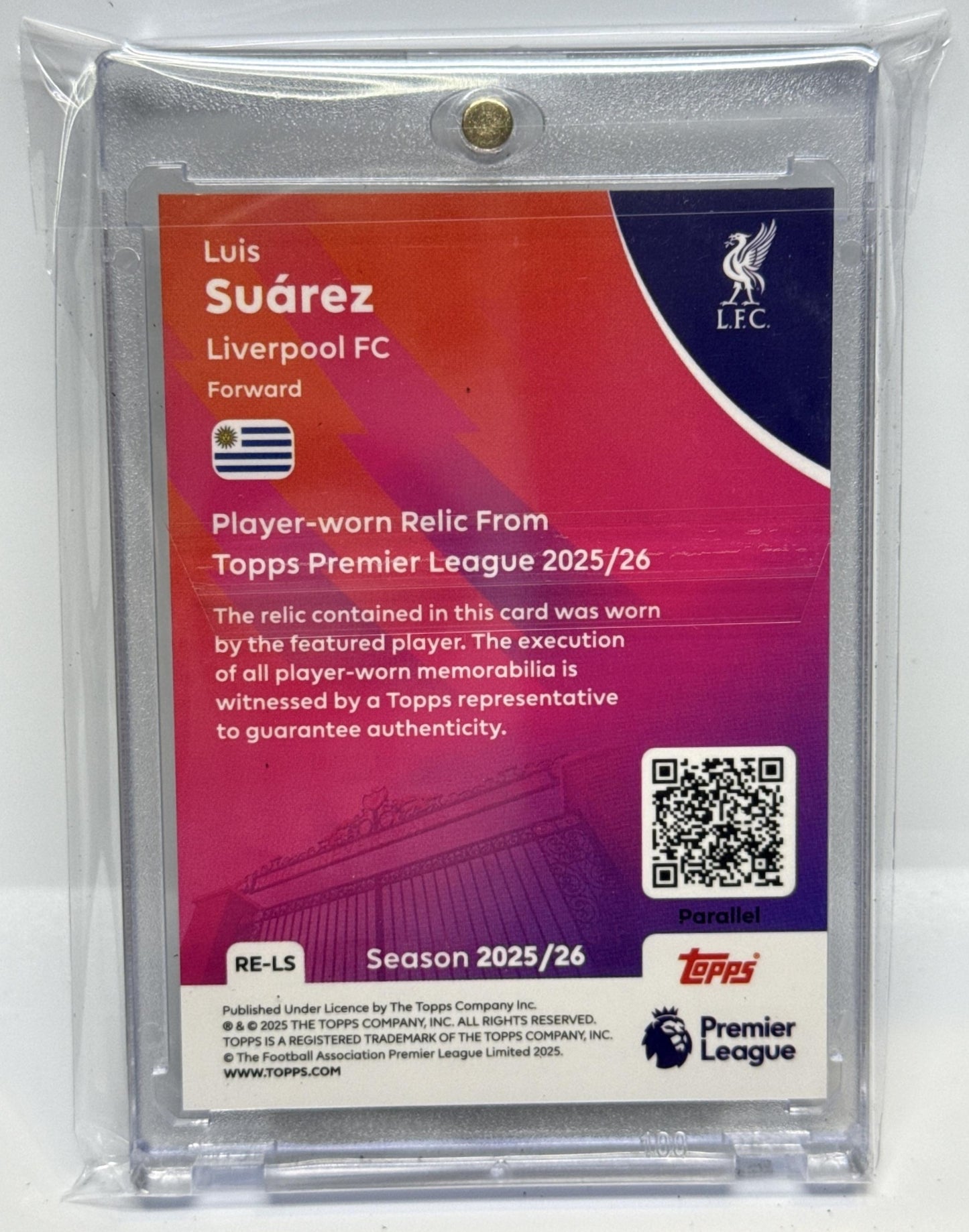 Luis Suarez Topps PL 2025-26 Gold Foil /50 MEM Liverpool FC