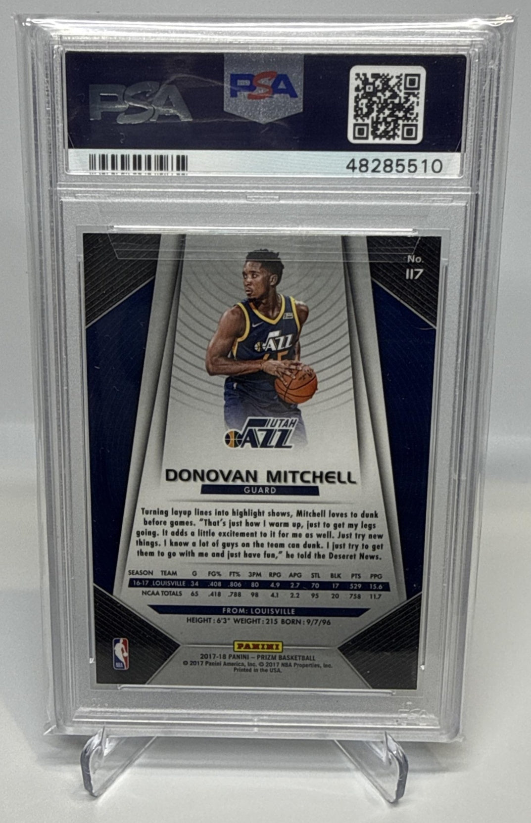 Donovan Mitchell Panini Prizm 2017-18 RC PSA 10 Utah Jazz