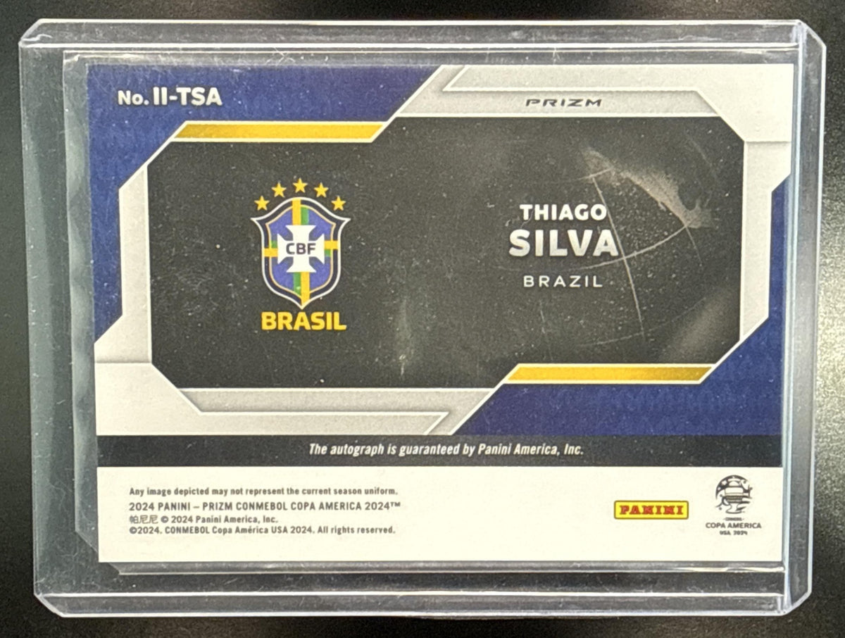 Thiago Silva Panini Prizm Copa America 2024-25 Green Wave Auto Brazil