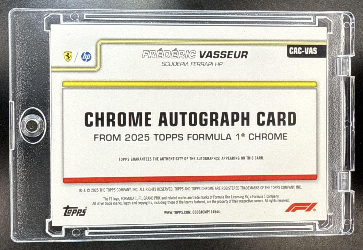 Frederic Vasseur Topps Chrome Formula 1 2025 Auto Gold Refractor /50