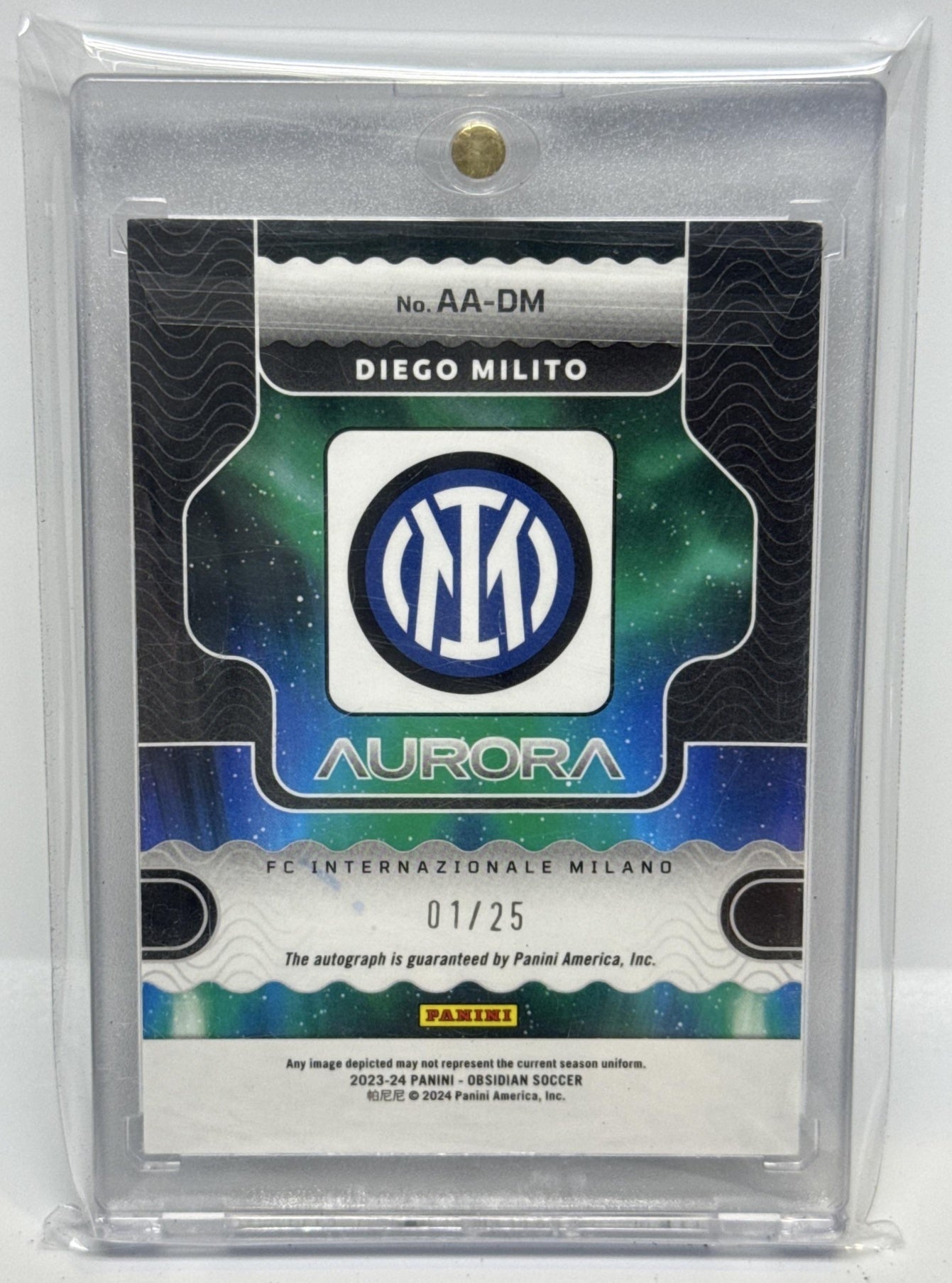 Diego Milito Panini Obsidian 2023-24 Red /25 Auto Inter Milan