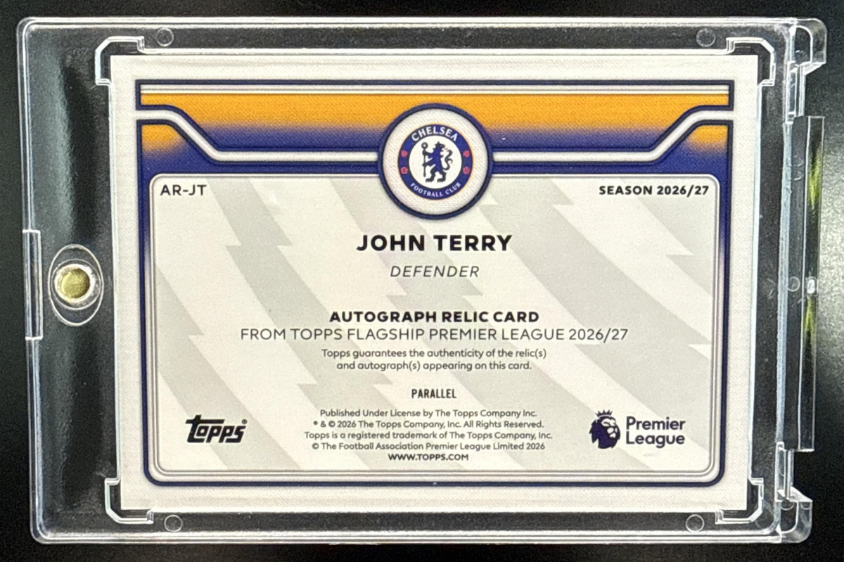 John Terry Topps PL 2026-27 Auto Relics Gold Rainbow Foil /50 MEM Chelsea