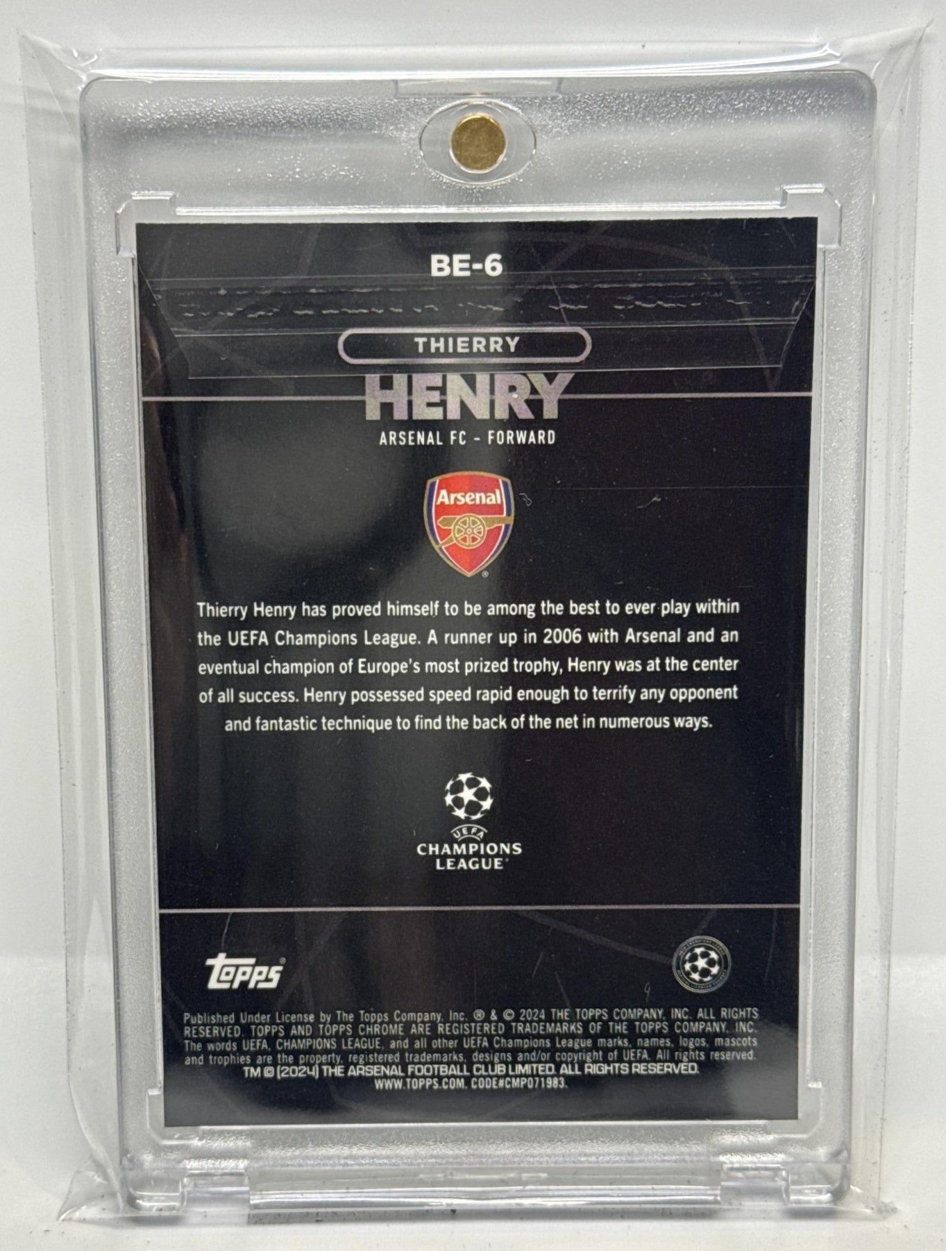 Thierry Henry Topps Chrome UCC 2023-24 Shadow Etch Arsenal FC