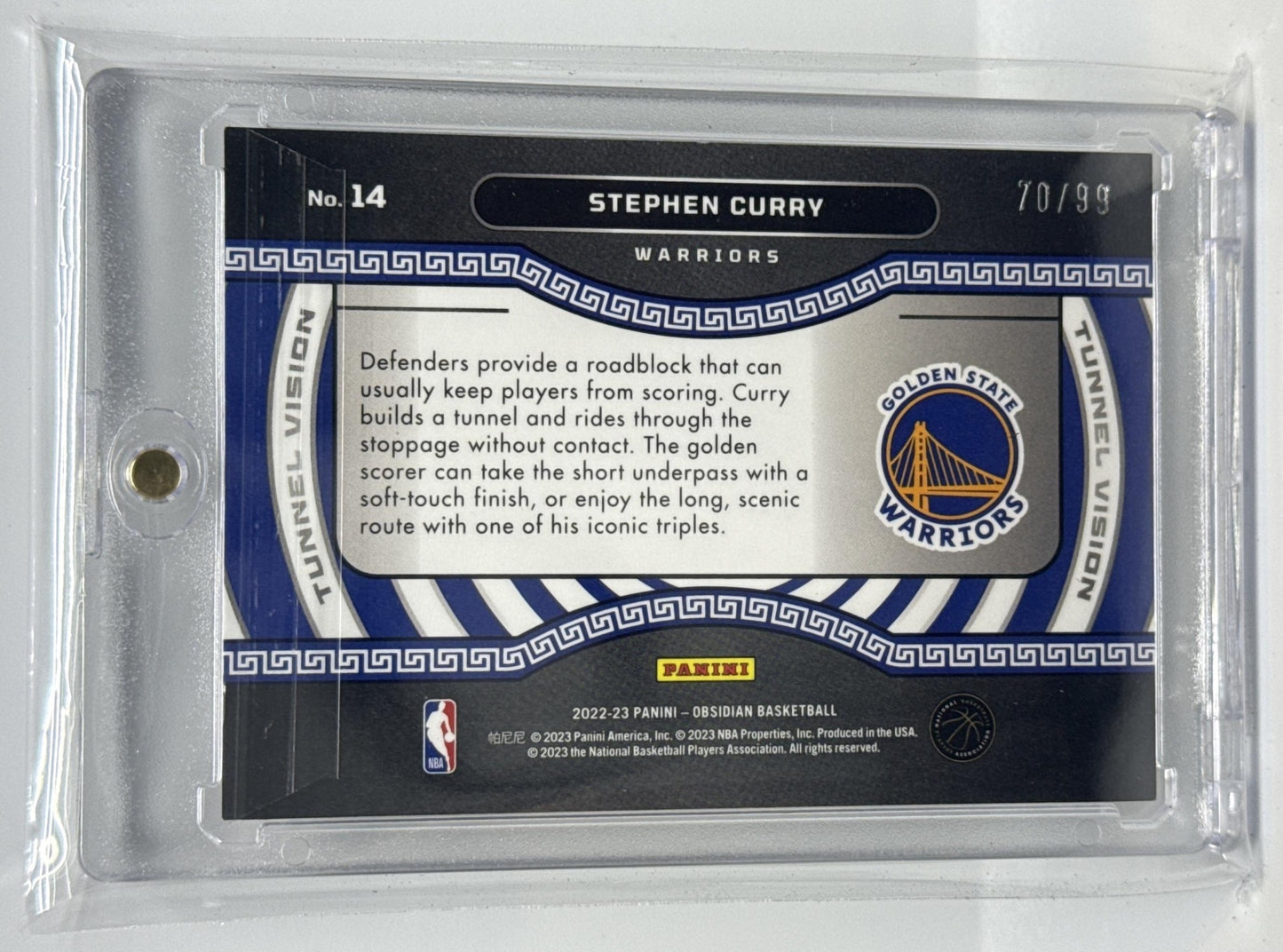 Stephen Curry Panini Obsidian 2022-23 Tunnel Vision /99 Golden State Warriors