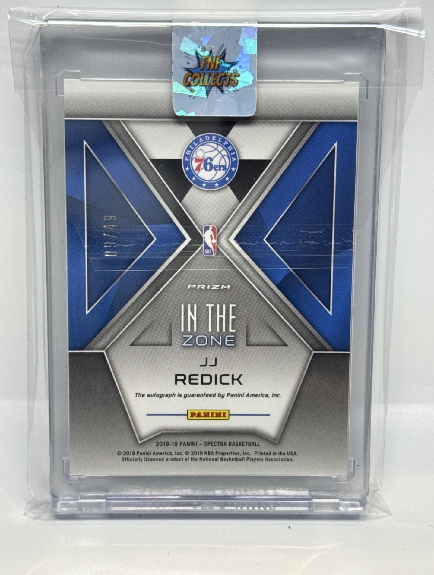 JJ Redick Panini Spectra 2018-19 Neon Green /49 Auto Philadelphia 76ers