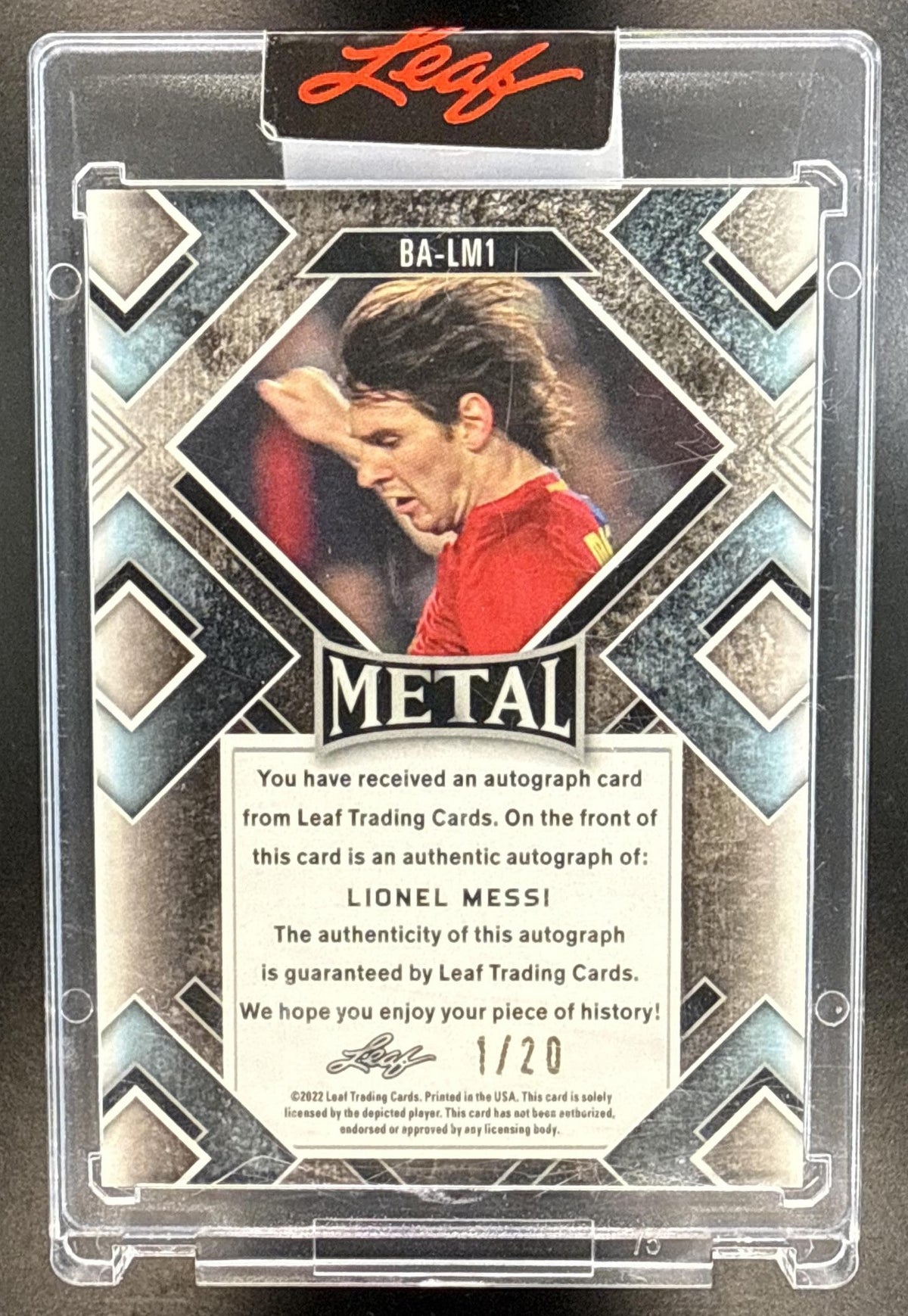Lionel Messi Leaf Metal 2022 Auto Silver /20