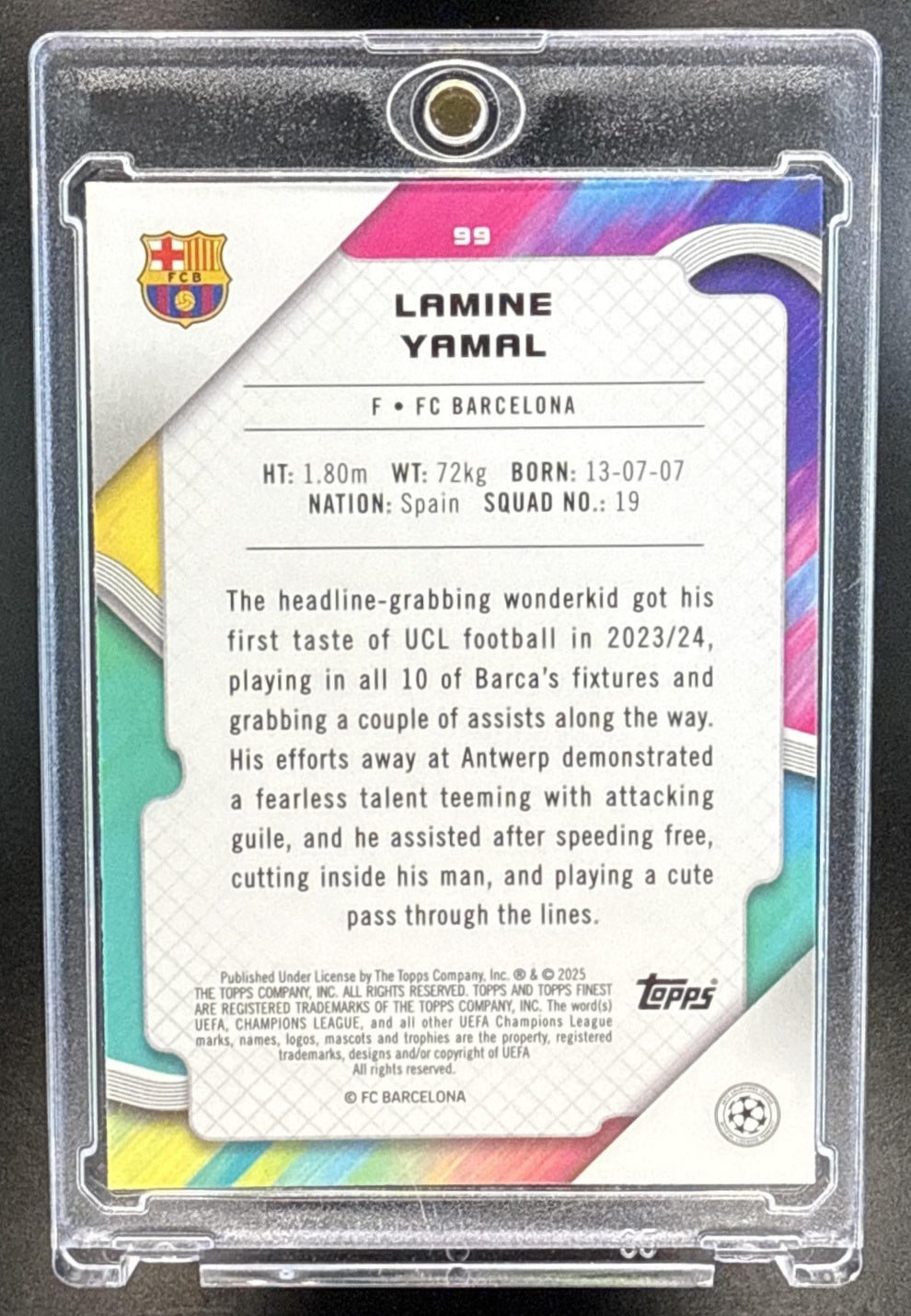 Lamine Yamal Topps Finest UCC 2024-25 Blue Raywave Refractor /150 FC Barcelona
