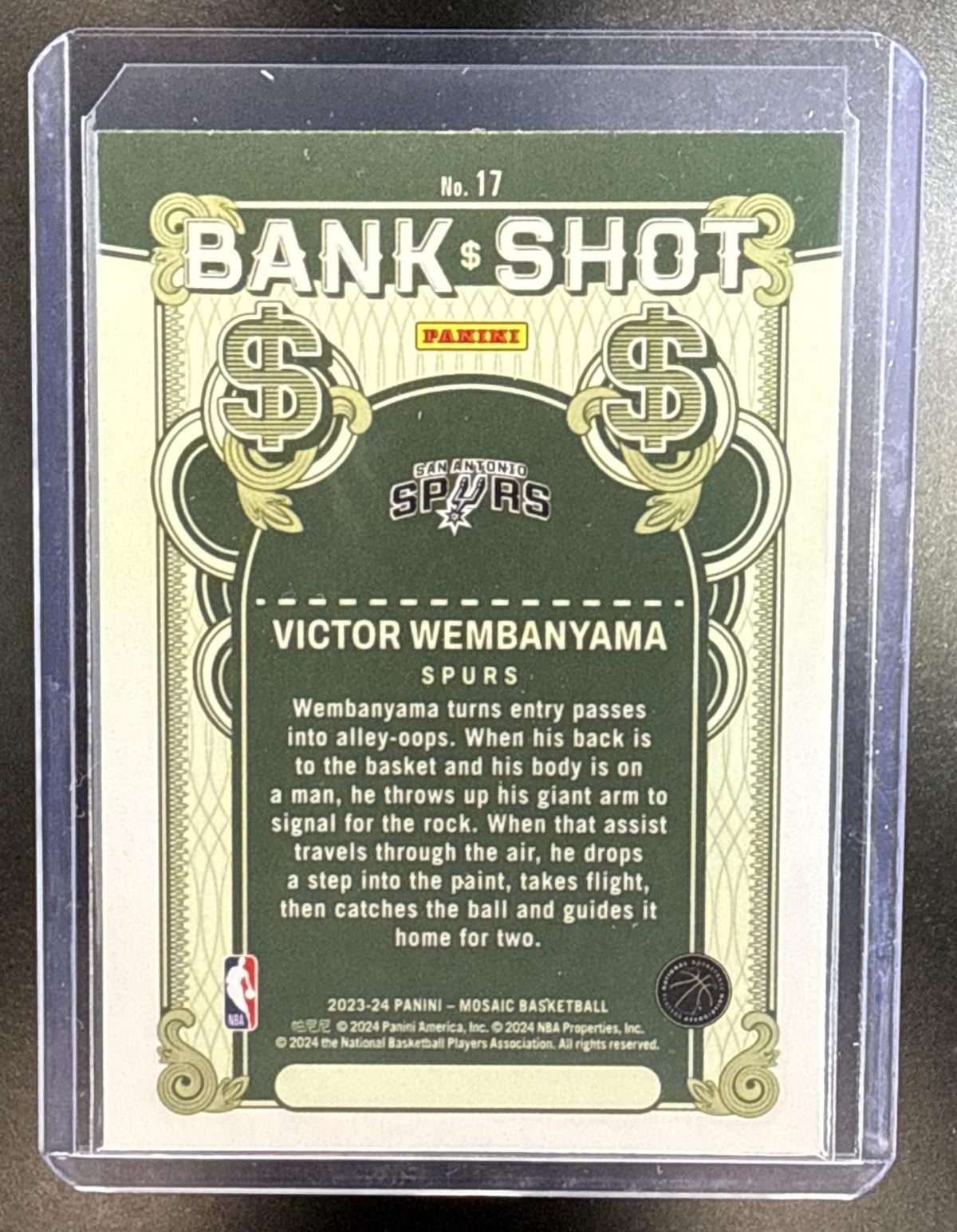 Victor Wembanyama Panini Mosaic 2023-24 Bank Shot RC San Antonio Spurs