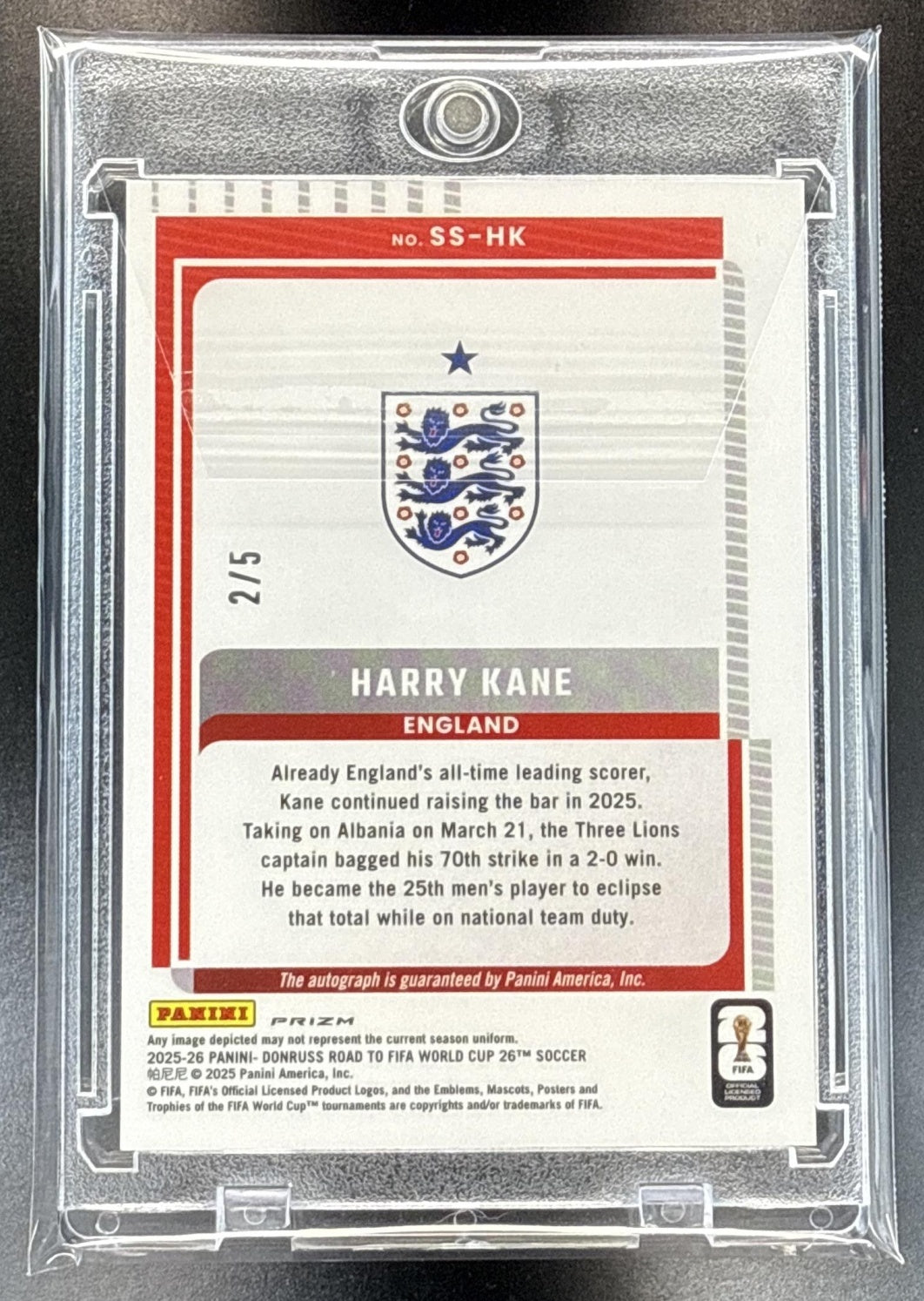 Harry Kane Donruss Road to FIFA World Cup 26' 2025-26 Gold /5 Auto England