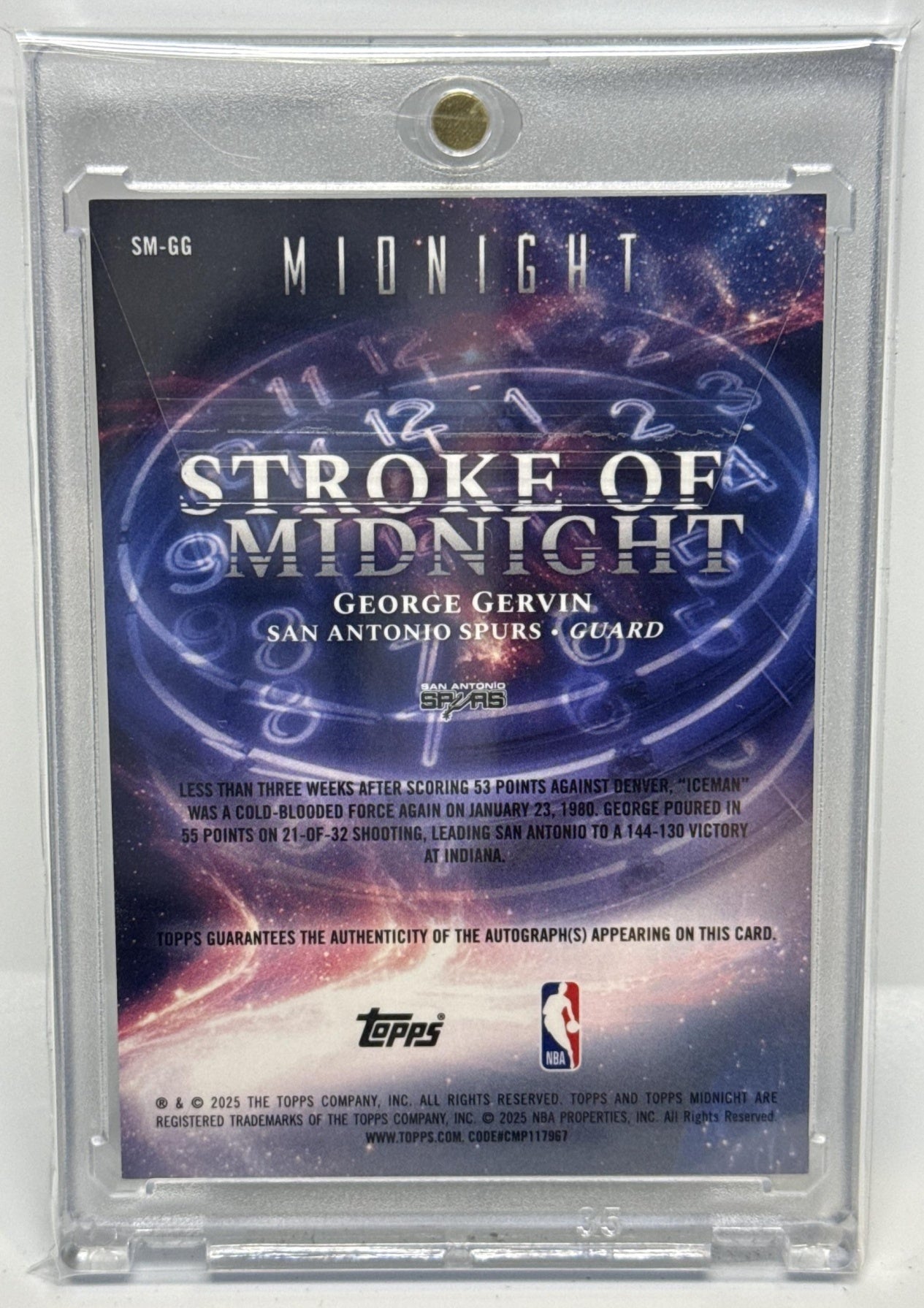 George Gervin Topps Midnight 2025-26 Equinox /20 Auto San Antonio Spurs