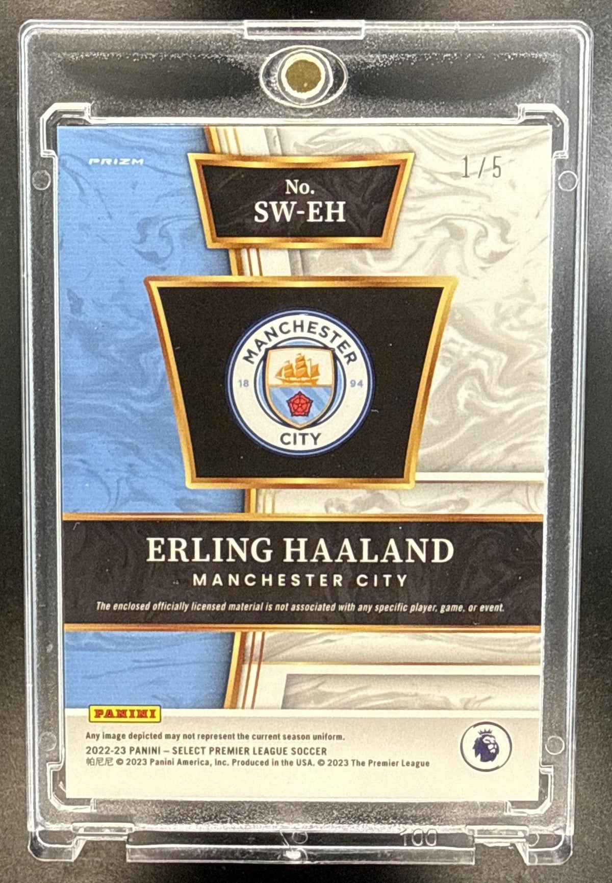 Erling Haaland Panini Select PL 2022-23 Swatches Green /5 MEM Manchester City