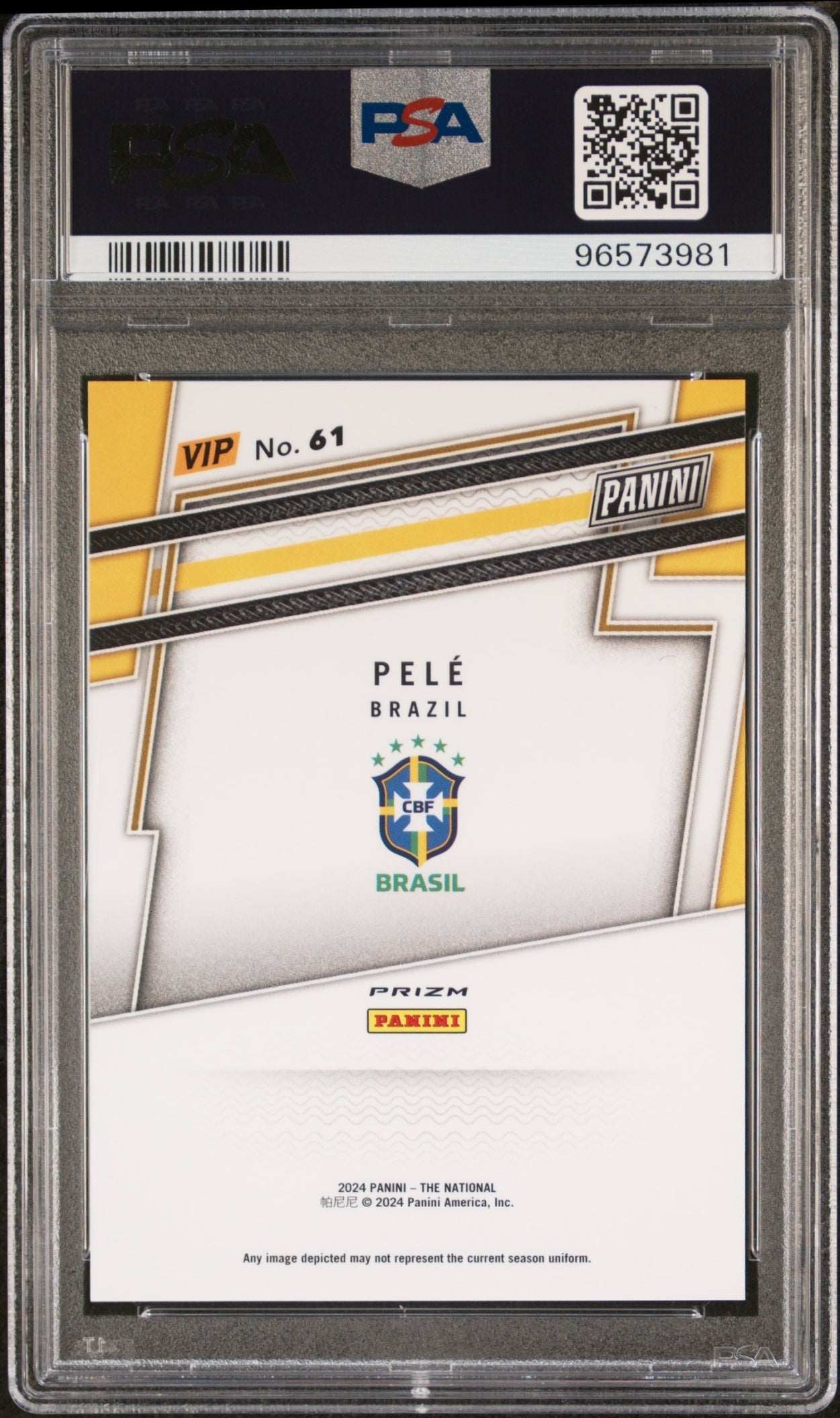 Pele Panini National NSCC VIP Party 2024 White Sparkles Prizm PSA 10 Brazil