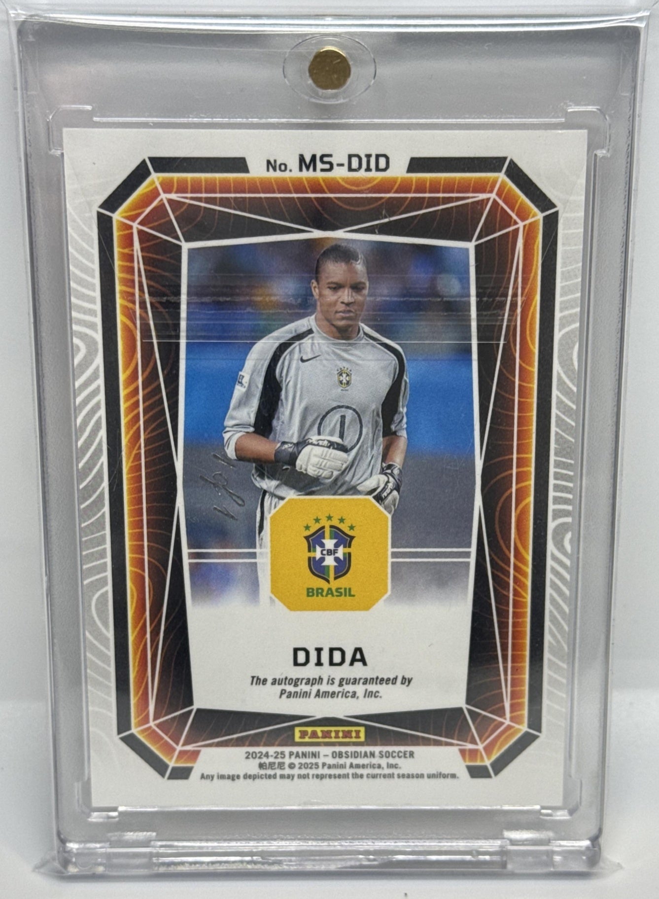 Dida Panini Obsidian 2024-25 Electric Etch Red Flood 1/1 Auto Brazil