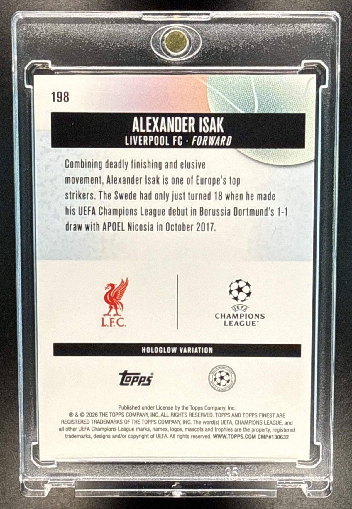 Alexander Isak Topps Finest UCC 2025-26 Orange Refractor /25 Liverpool FC