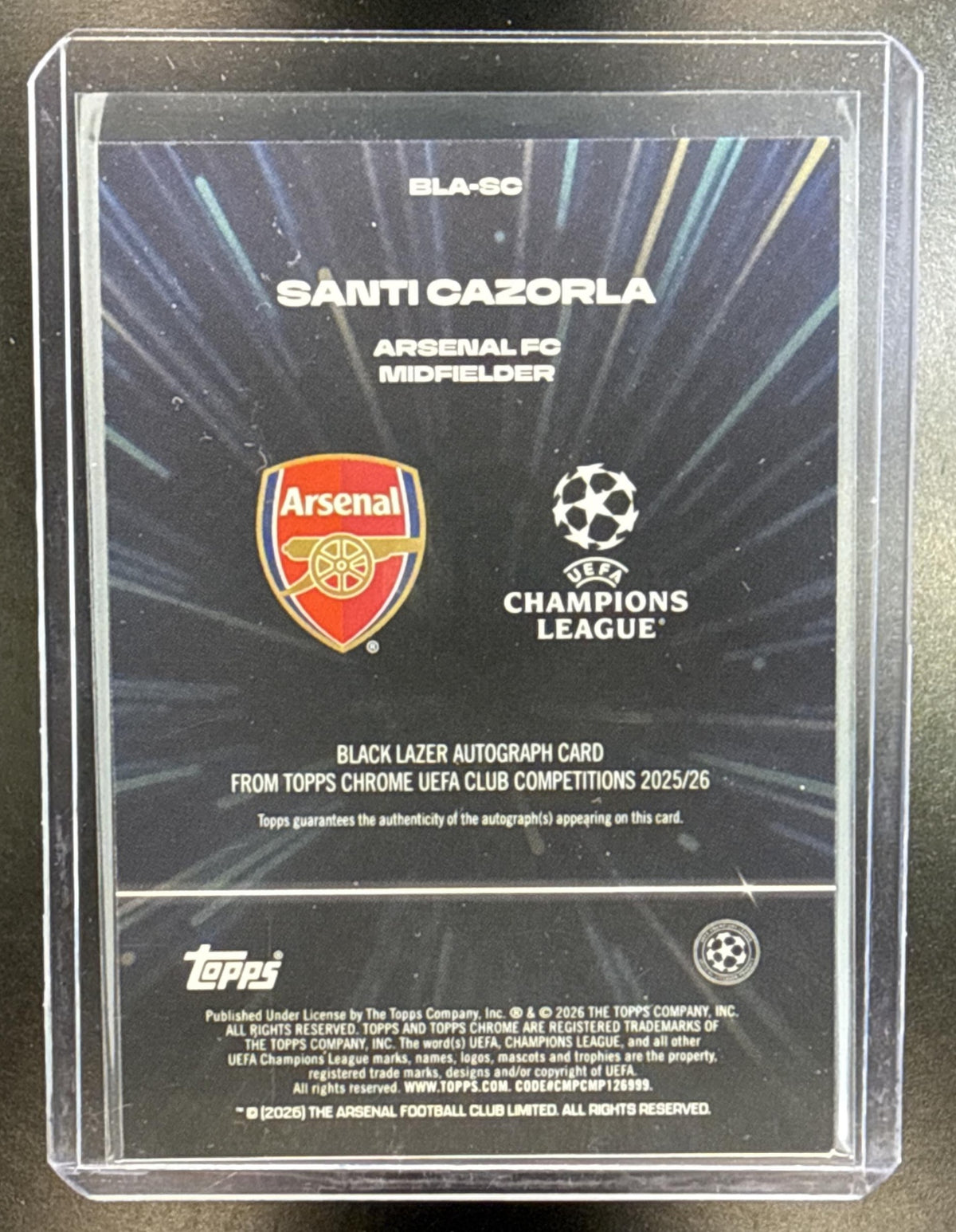 Santi Cazorla Topps Chrome UCC 2025-26 Black/Neon Green /99 Auto Arsenal FC