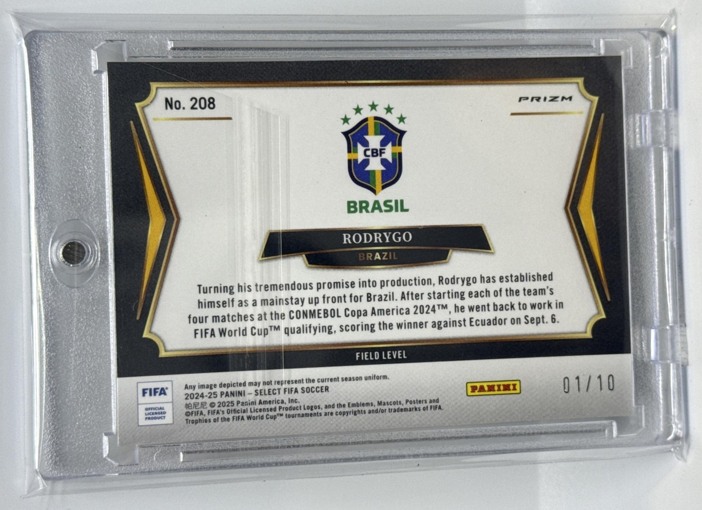 Rodrygo Panini Select FIFA 2024-25 Field Gold Ice /10 Brazil