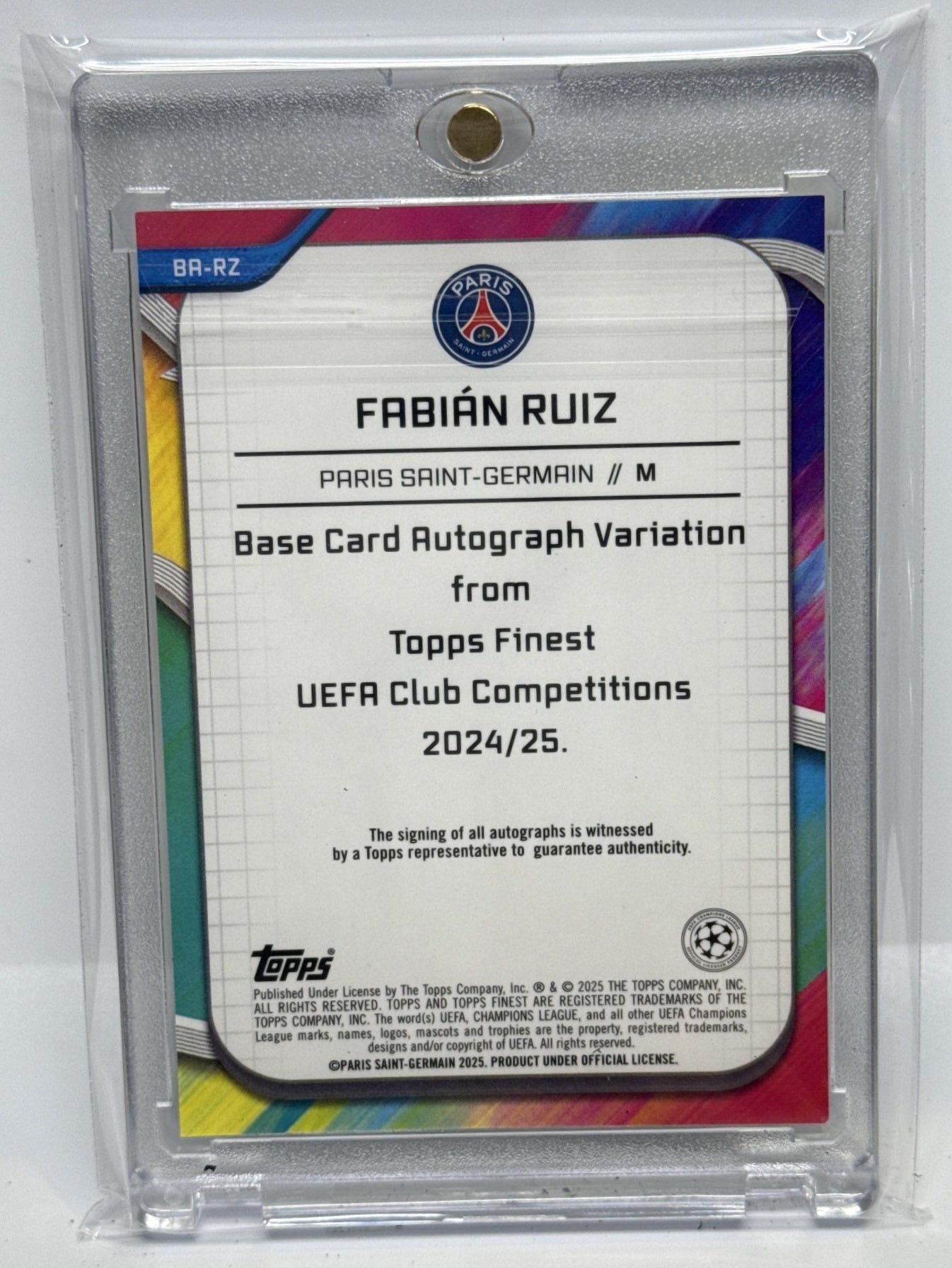 Fabian Ruiz Topps Finest UCC 2024-25 Black Refractor /10 Paris Saint-Germain