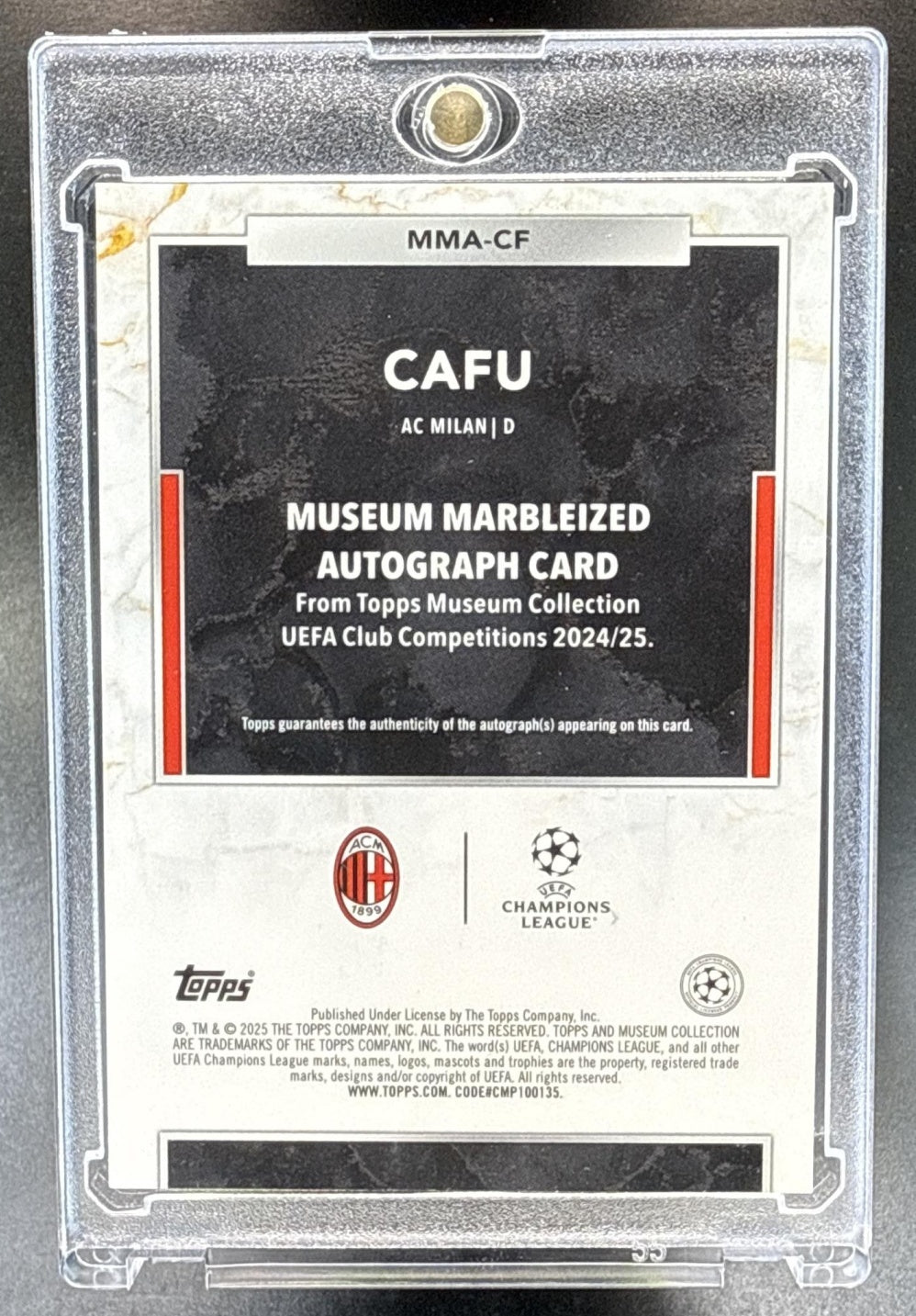 Cafu Topps Museum Collection UCC 2024-25 Black Diamond /10 Auto AC Milan