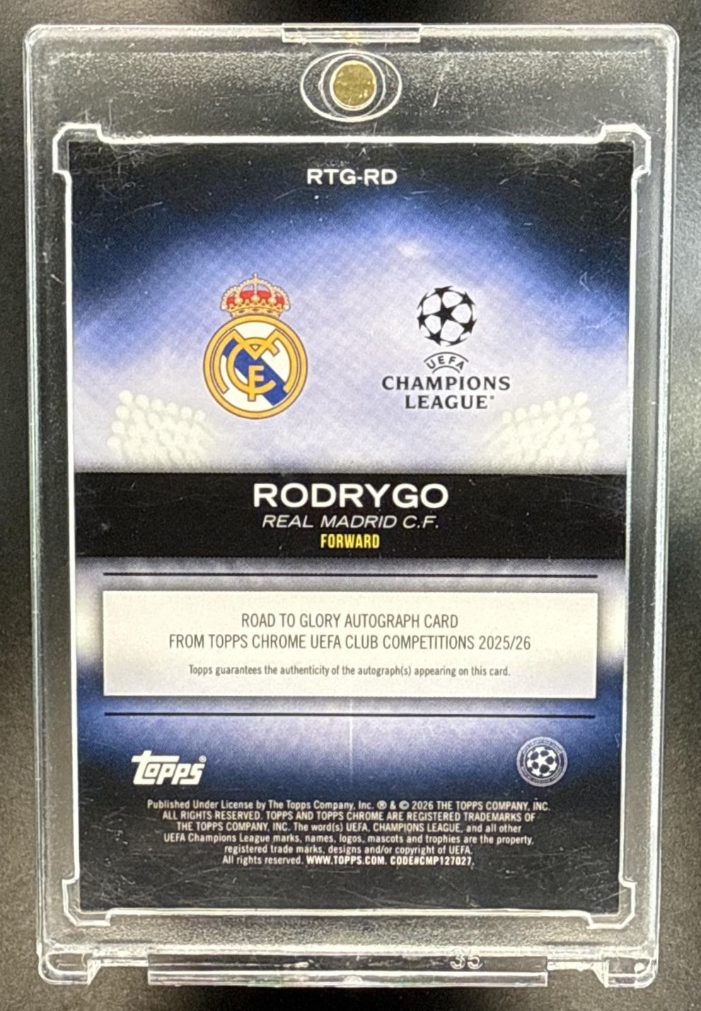 Rodrygo Topps Chrome UCC 2025-26 Gold Refractor /50 Auto Real Madrid C.F.