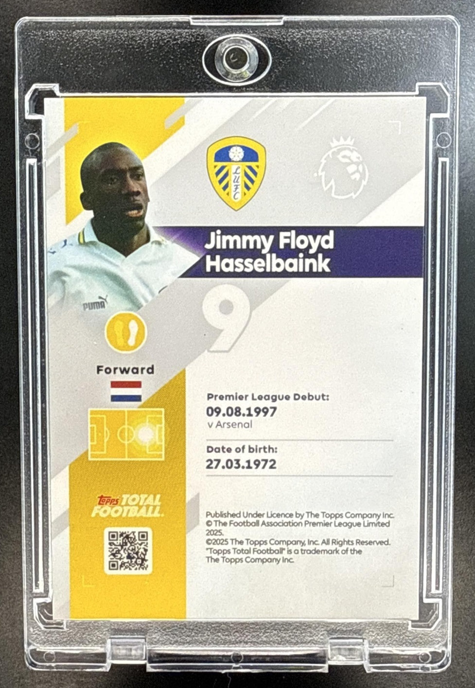 Jimmy Floyd Hasselbaink Topps Total Football 2025-26 Gold 1/1 Leeds United