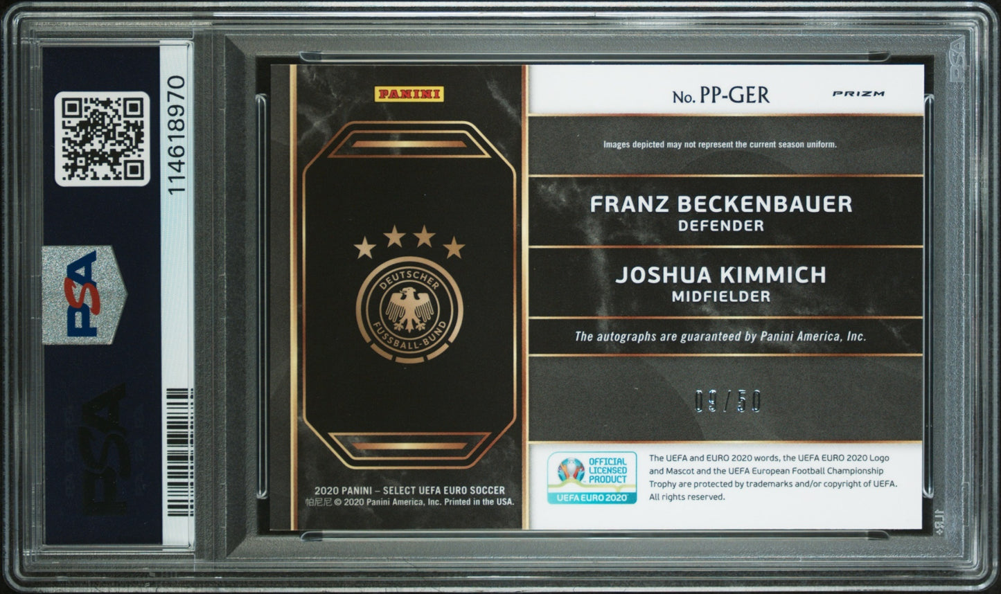 Kimmich/Beckenbauer Panini Select UEFA Euro 2020-21 /50 Auto PSA 10 Germany